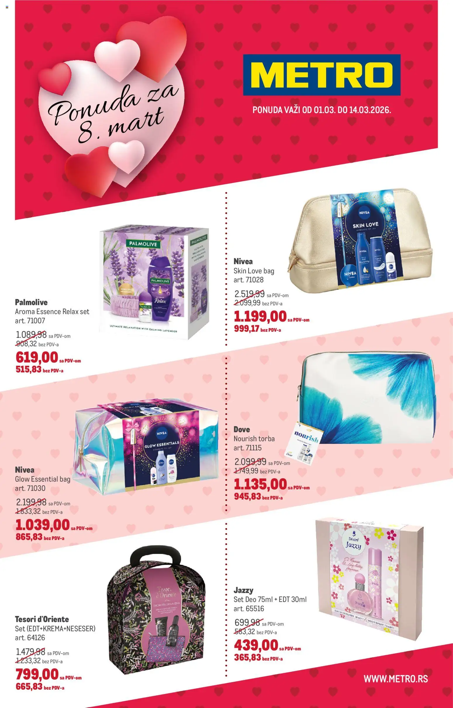 Metro katalog - važi od 01.03.2026 | Strana: 1 | Proizvode: Palmolive, Nivea, Torba, Dove