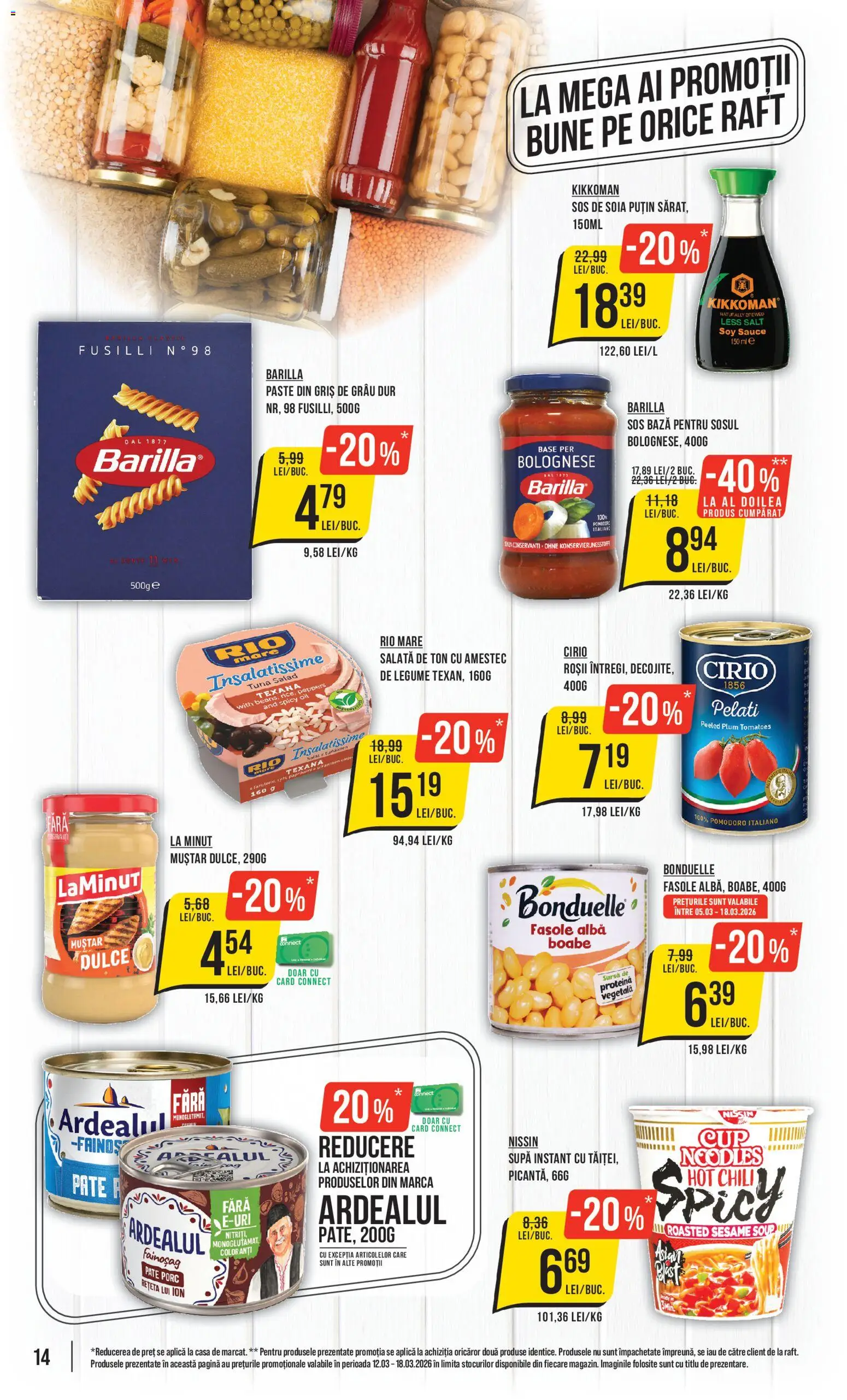 Noul catalog Mega Image – valabil de la 12.03.2026 | Pagină: 14 | Produse: Raft, Noodles, Salată, Fasole albă