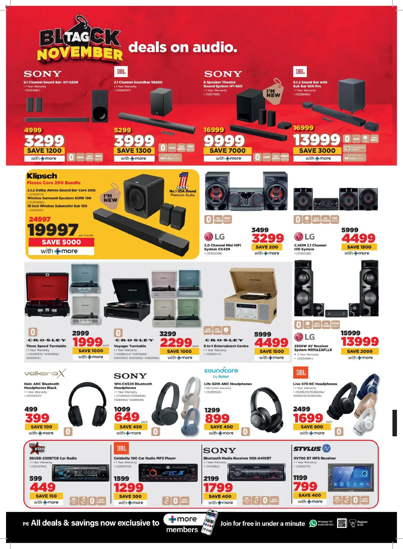 New HiFi Corp catalogue – valid from 24.11.2025 | Page: 6 | Products: MP3, Speaker, Soundbar, Subwoofer