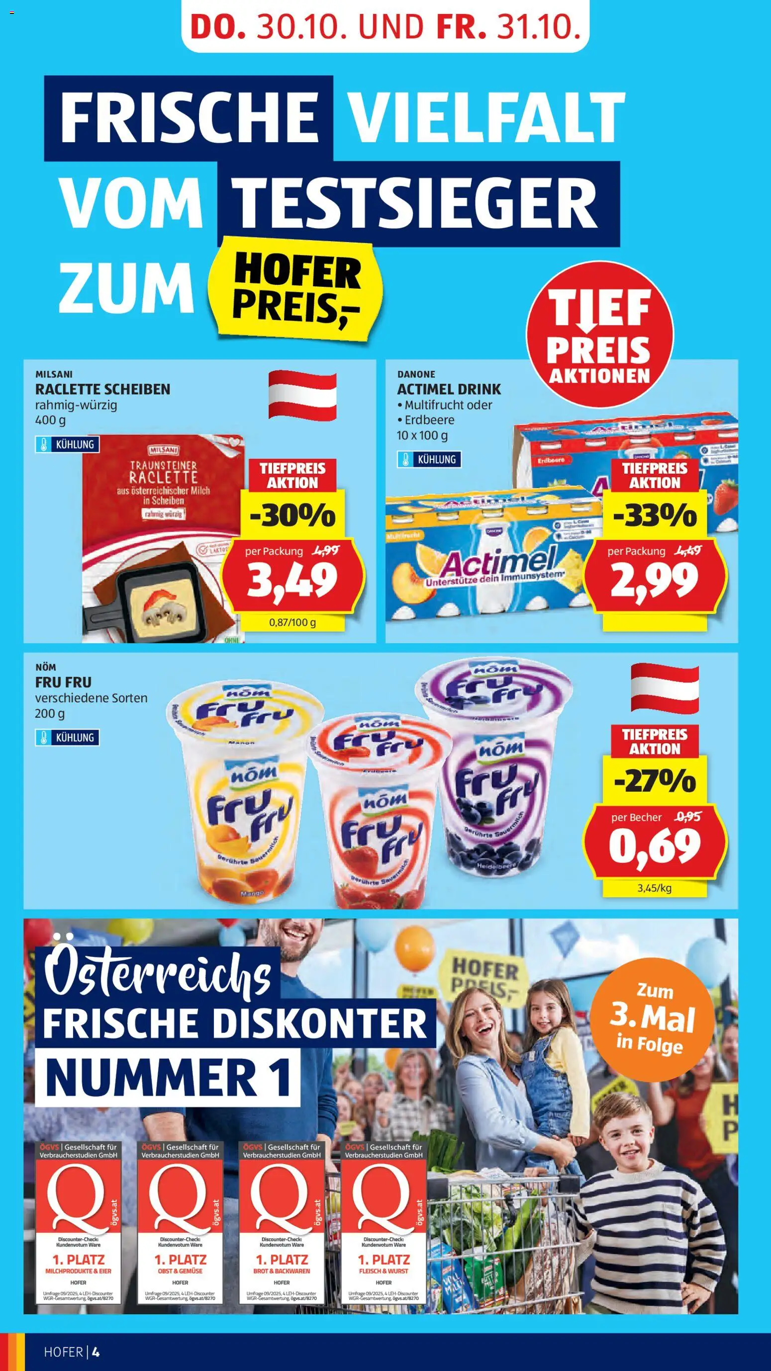Hofer Flugblatt gültig ab 30.10.2025 | Seite: 6 | Produkte: Gemüse, Obst, Wurst, Milch