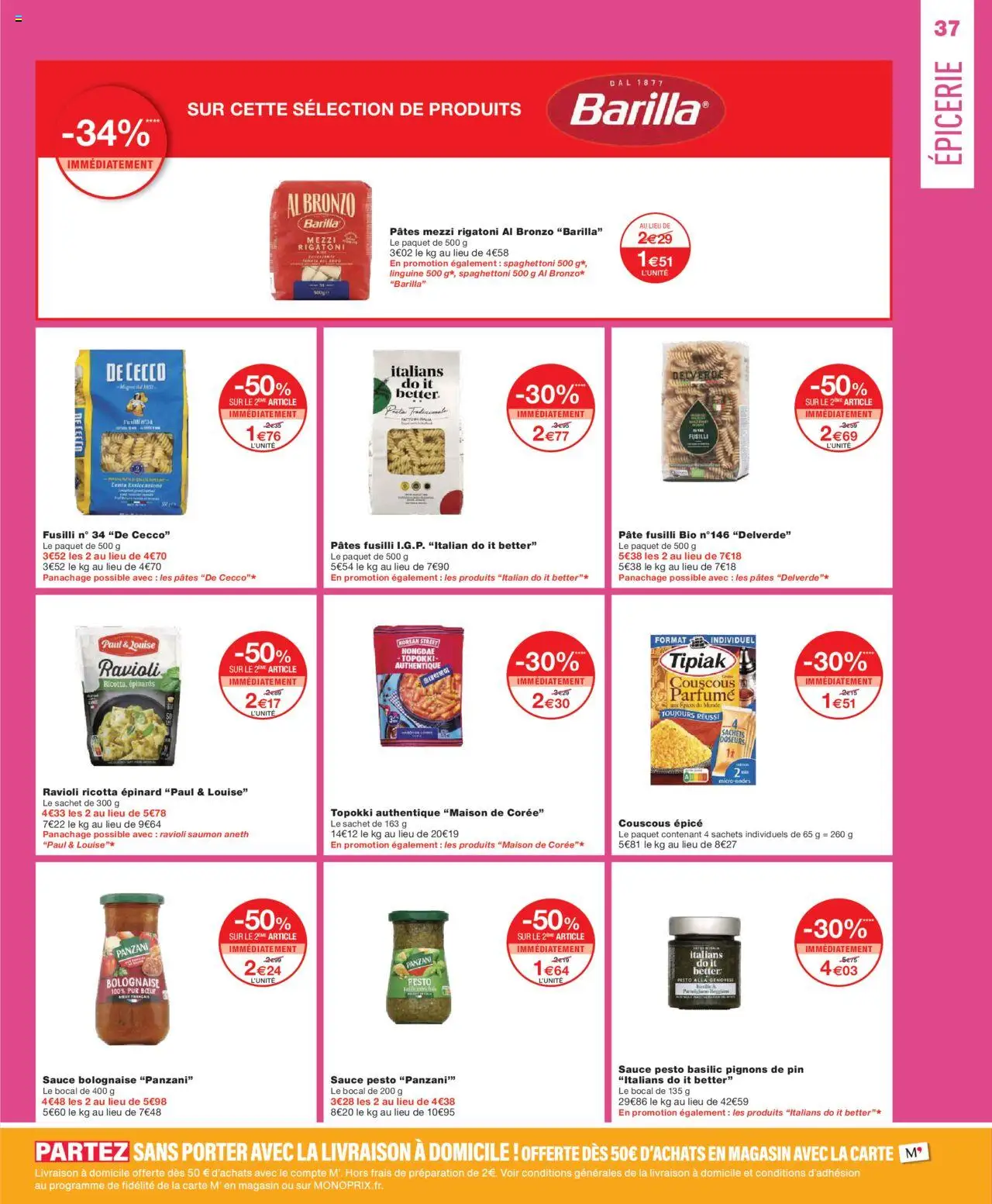 {H1} | Page: 37 | Produits: Pesto, Couscous, Ricotta, Pignons de pin
