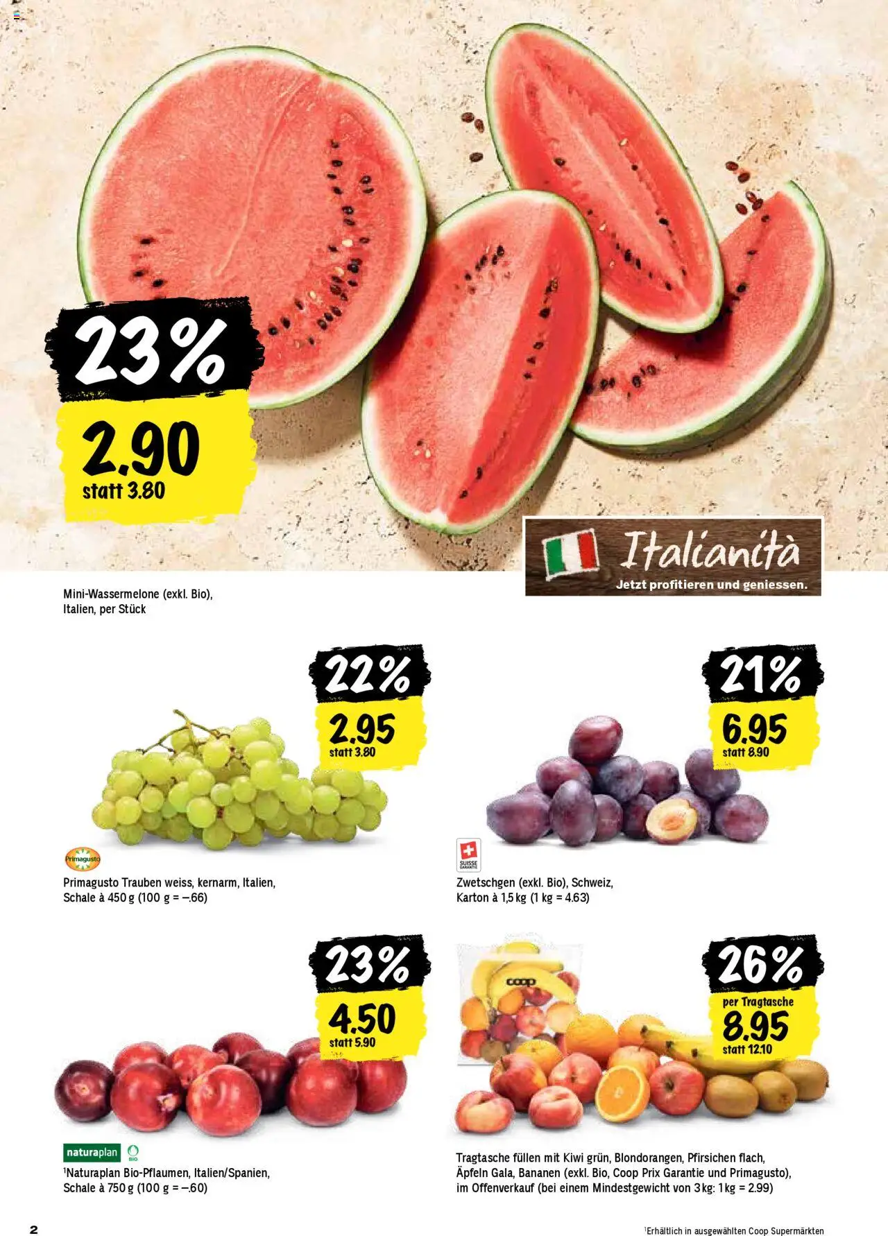 Coop Aktionen ab 21.08.2025 | Seite: 2 | Produkte: Zwetschgen, Bananen, Kiwi