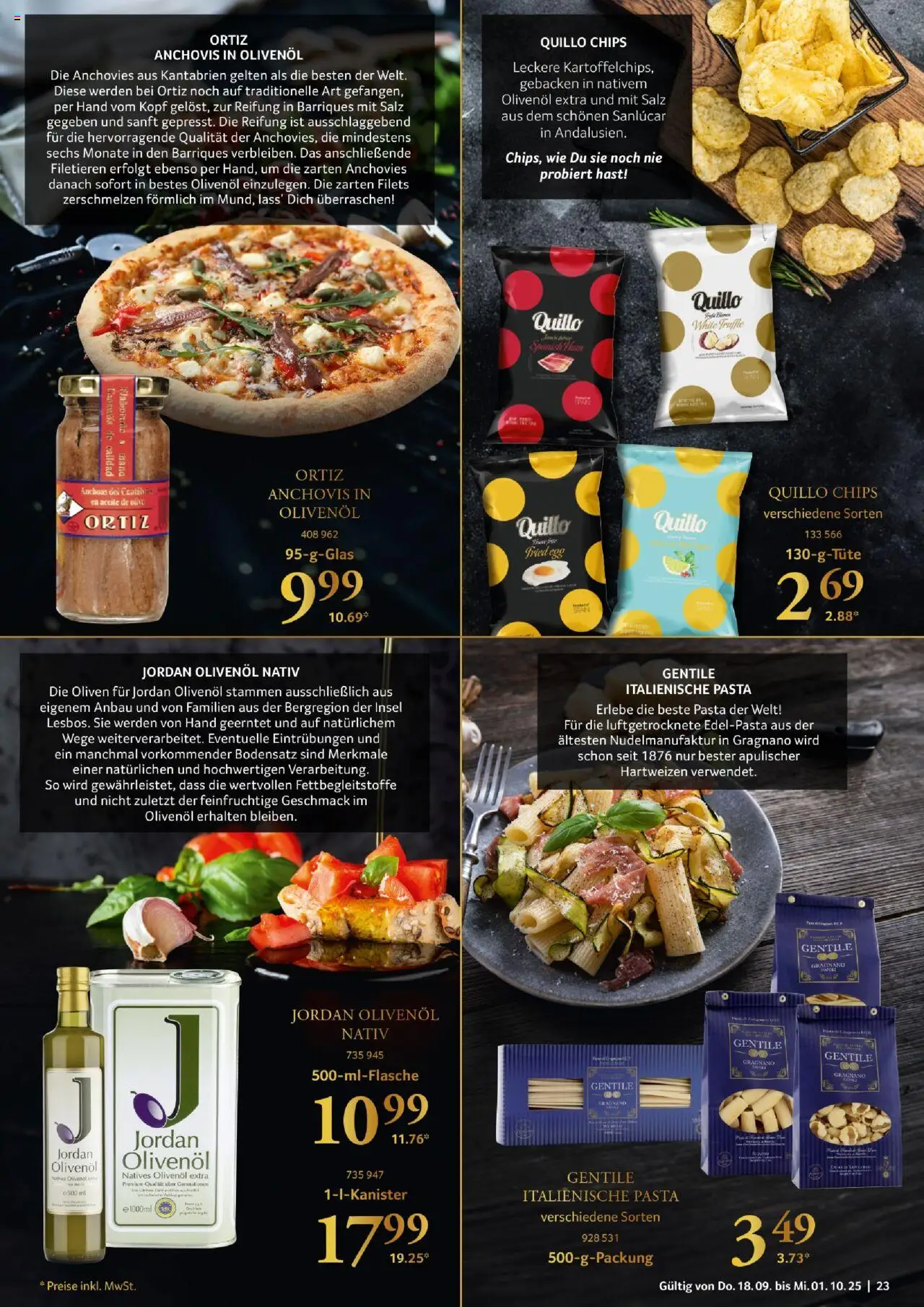Selgros Für Genießer  – gültig ab 18.09.2025 | Seite: 23 | Produkte: Olivenol, Salz, Pasta, Chips
