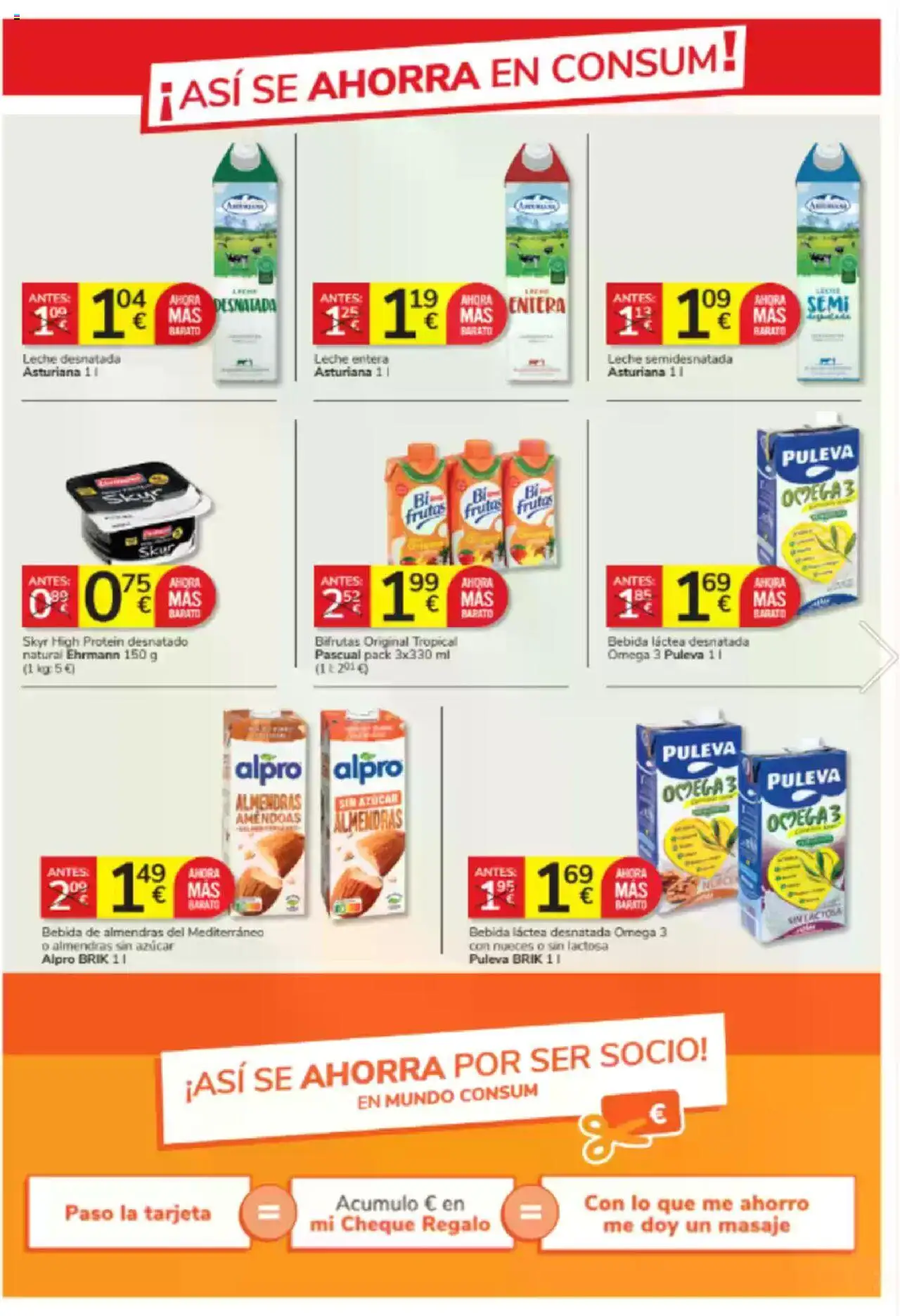 Consum folleto │ válido desde el 26.06.2025 | Página: 3 | Productos: Leche desnatada, Παγκάκι, Δοχείο φοντί, Leche