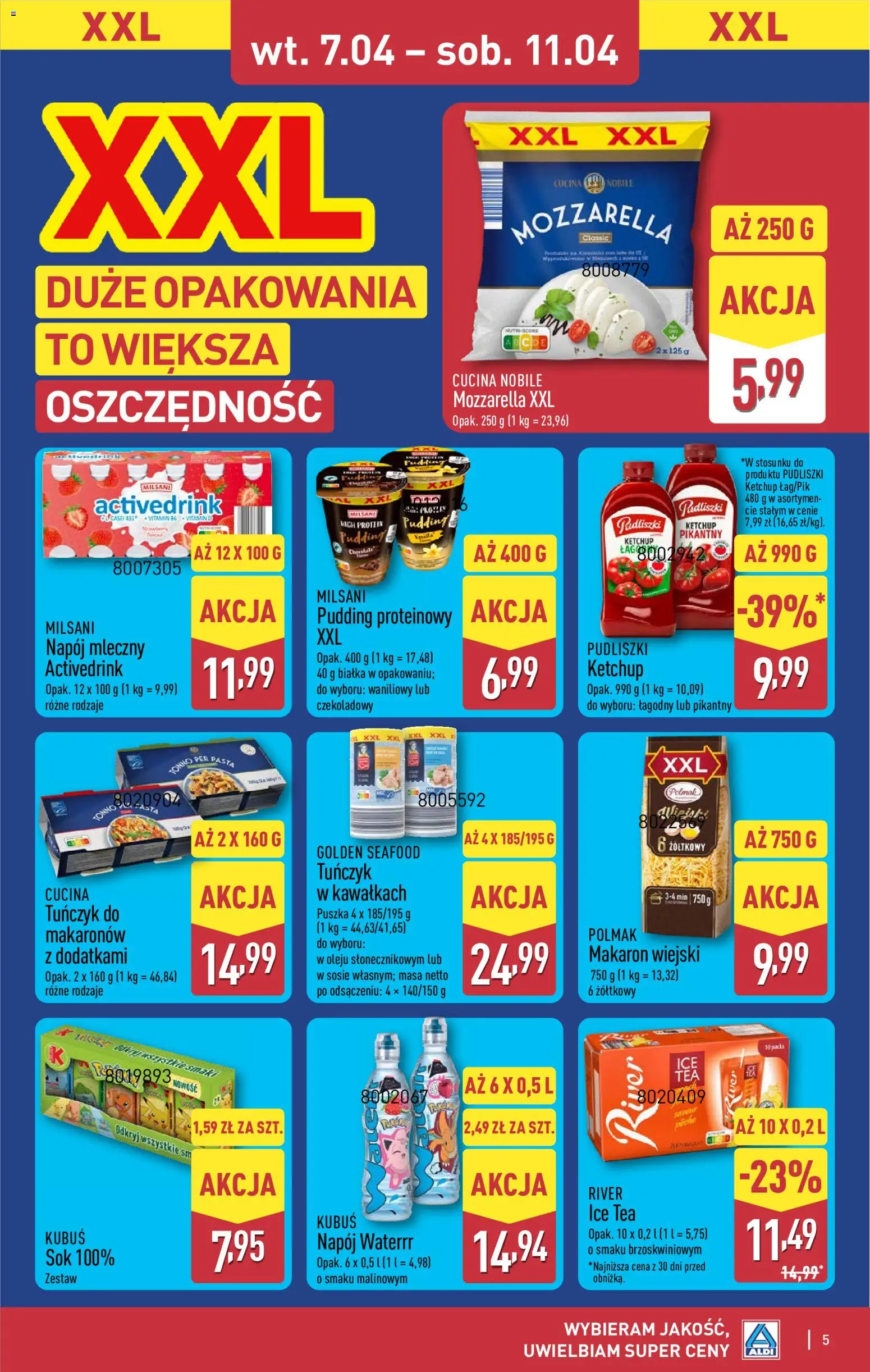 Aldi gazetka - Oferta specjalna od 07.04.2026 | Strona: 5 | Produkty: Ice Tea, Tuńczyk, Sok, Makaron
