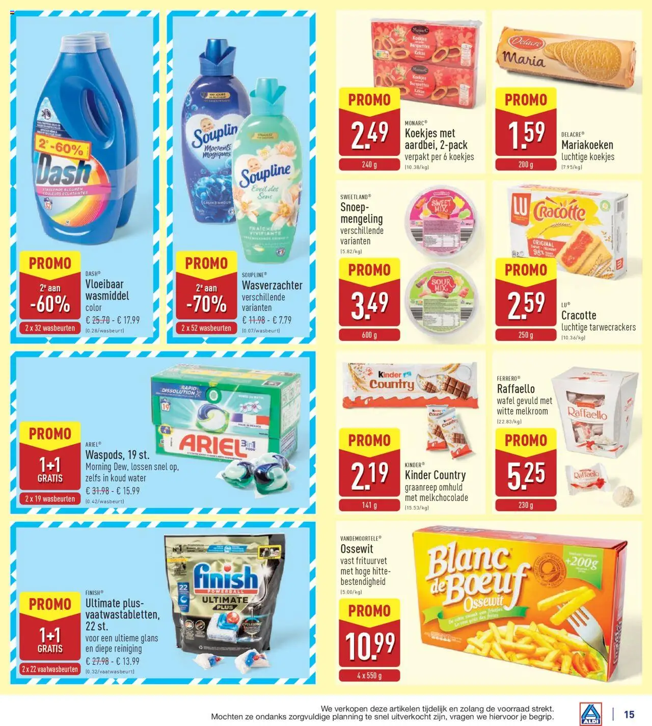 {H1} | Pagina: 15 | Producten: Koekjes, Tabletek, Kinder, Wasverzachter