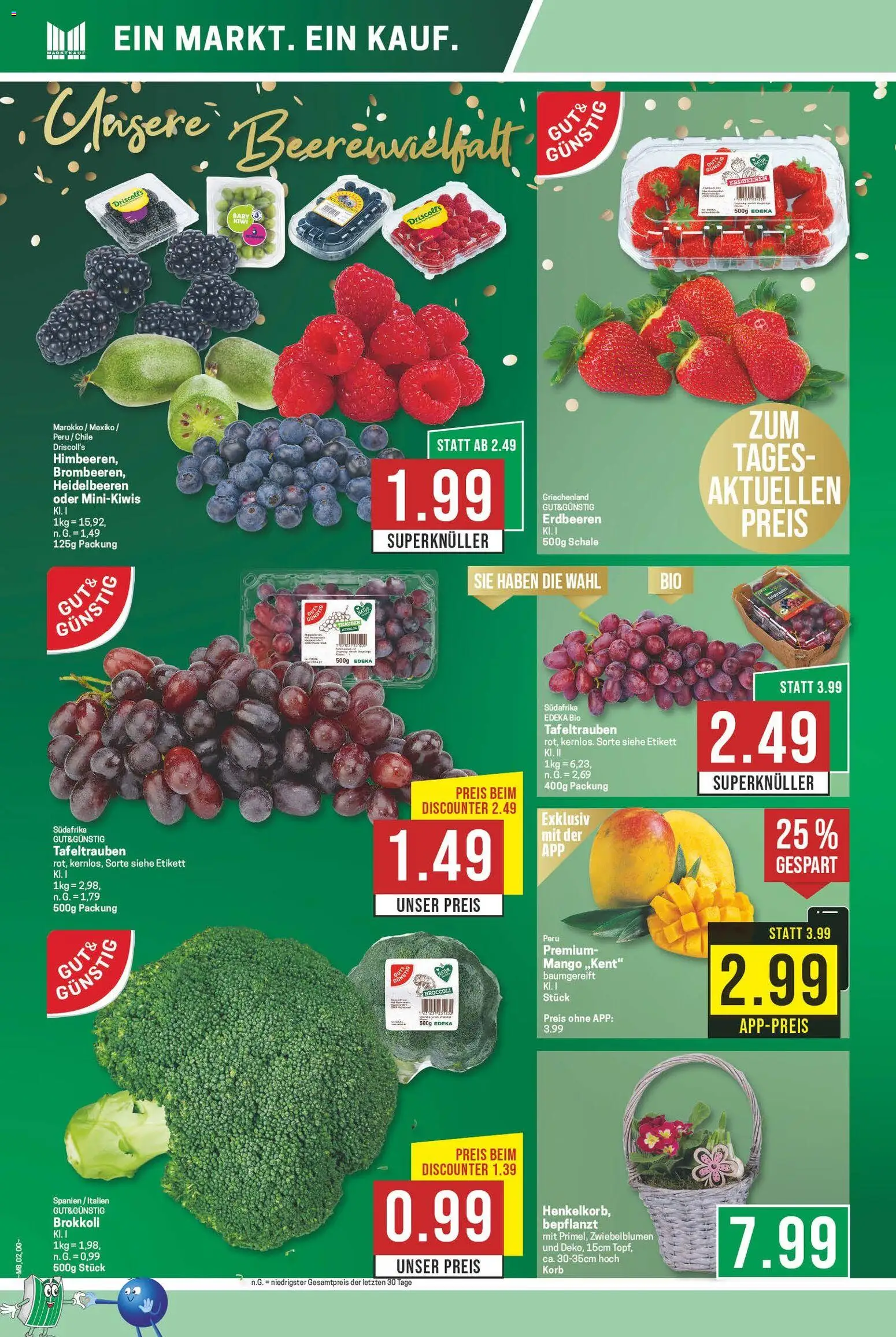 Marktkauf Prospekt 	 – gültig ab 16.02.2026 | Seite: 2 | Produkte: Korb, Heidelbeeren, Mango, Erdbeeren