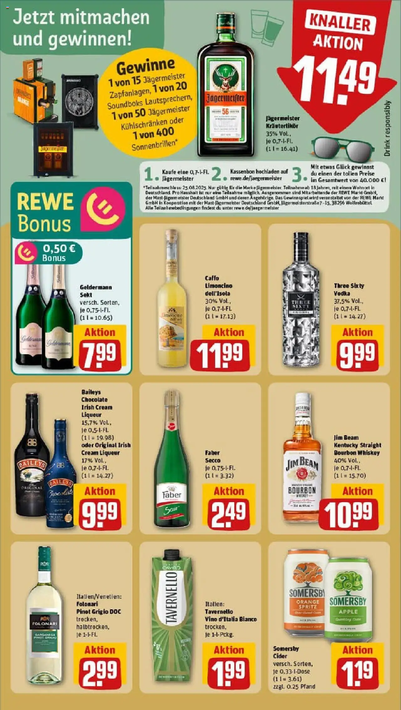 Rewe prospekt Hückelhoven / Hilfarth	 - gültig ab dem 11.08.2025 | Seite: 17 | Produkte: Jim beam, Baileys, Vodka, Whiskey