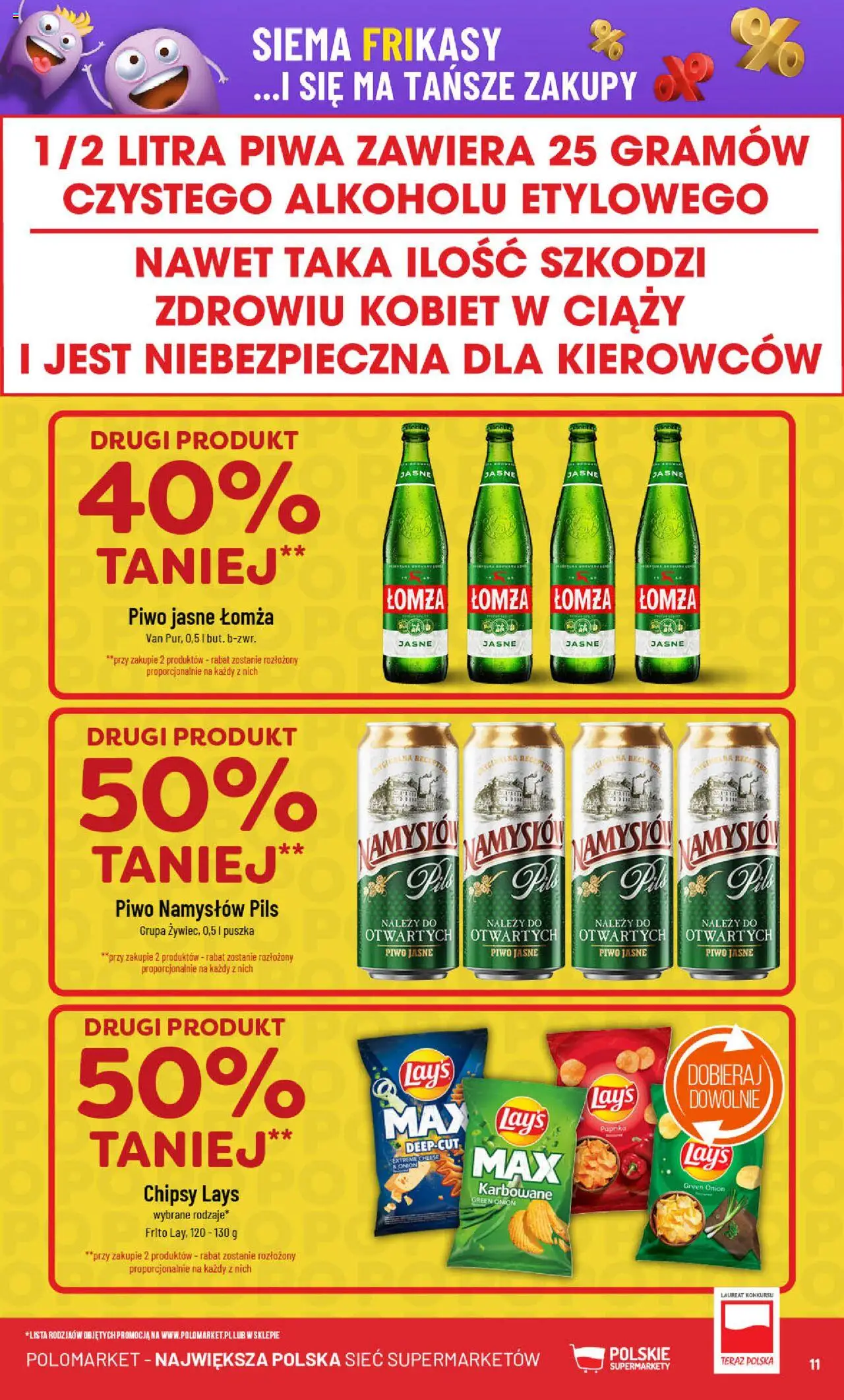 POLOmarket Gazetka od 04.06.2025 | Strona: 11 | Produkty: Chipsy, Lays, Piwo, Piwo Namysłów