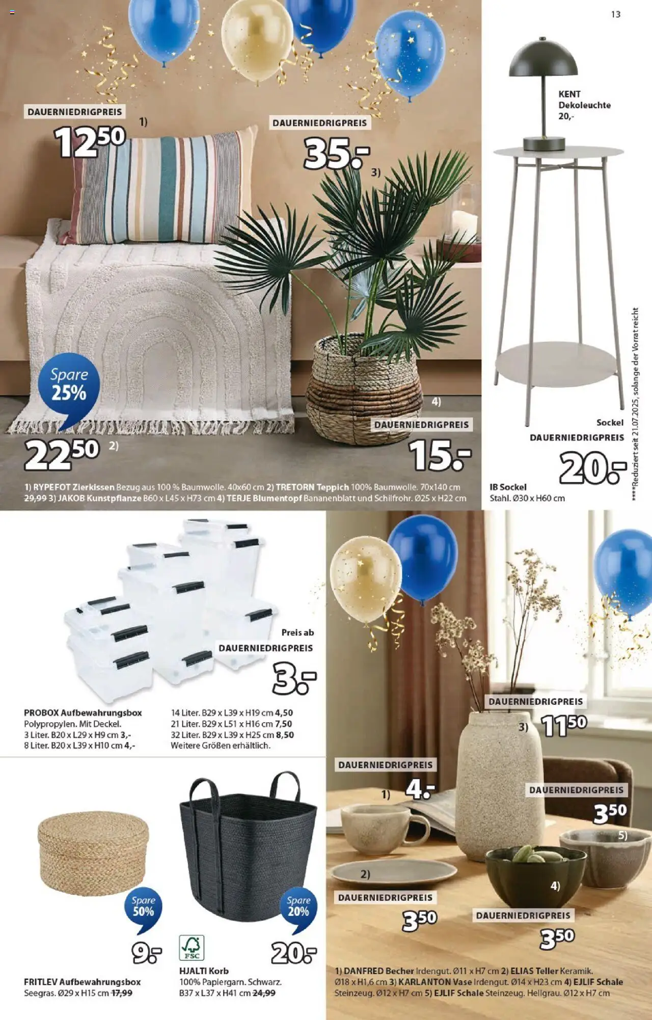 Angebote JYSK – gültig ab 19.09.2025 | Seite: 13 | Produkte: Korb, Teppich, Blumentopf, Vase