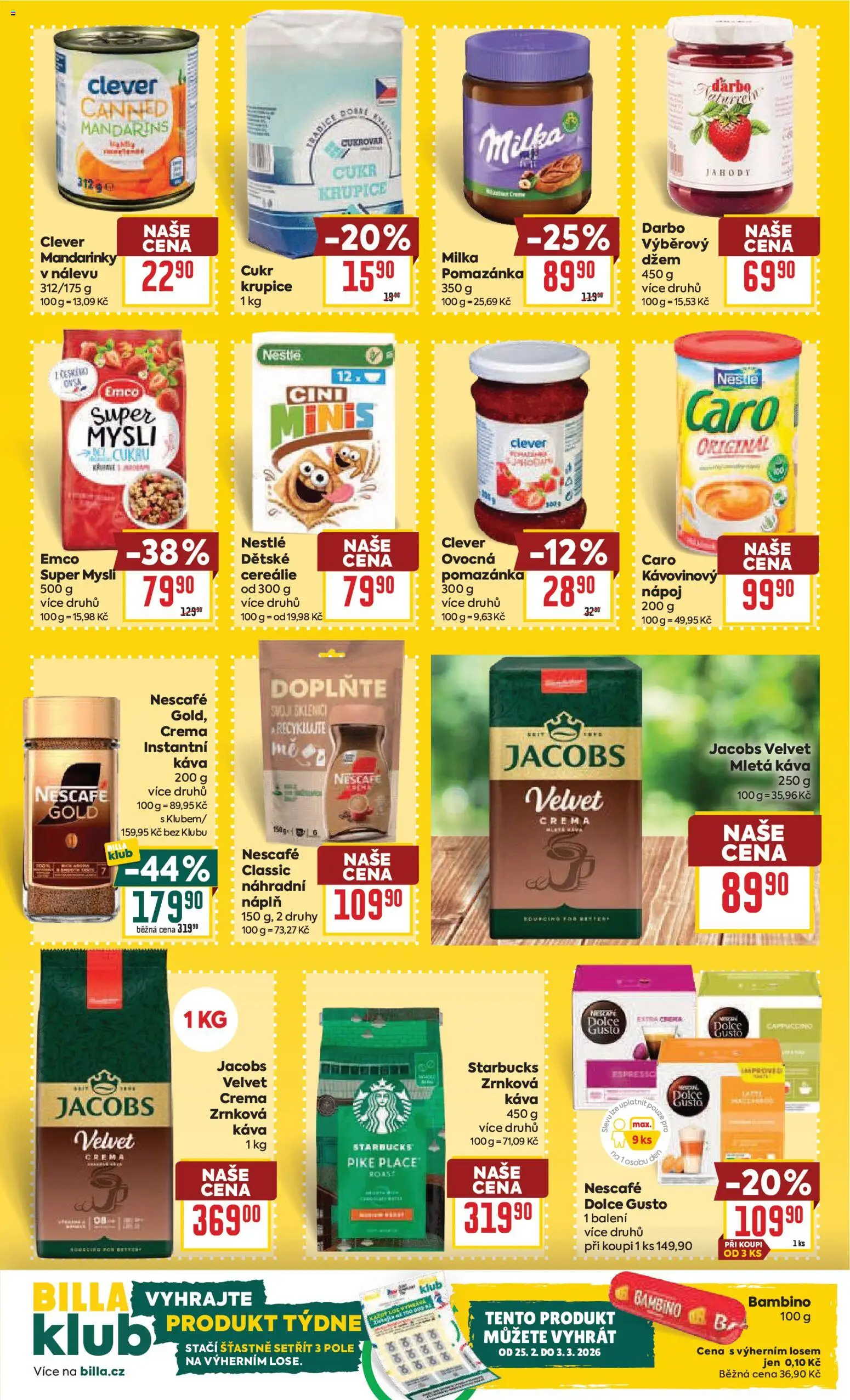 Billa Velký leták od 25.02.2026 | Strana: 19 | Produkty: Dolce Gusto, Starbucks, Káva, Cereálie