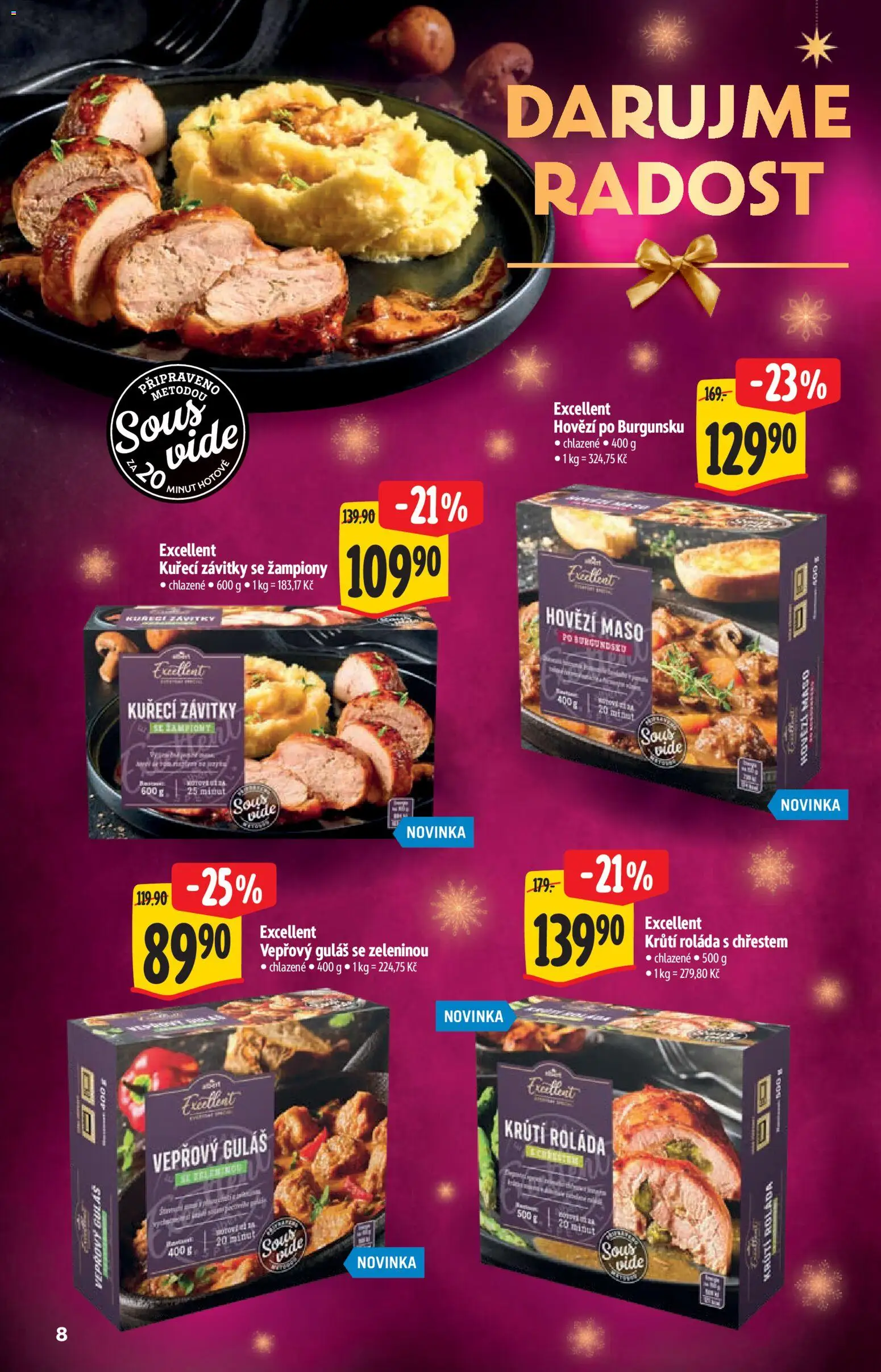 Albert katalog - Supermarket od 29.10.2025 | Strana: 8 | Produkty: Žampiony, Hovězí maso, Maso, Guláš