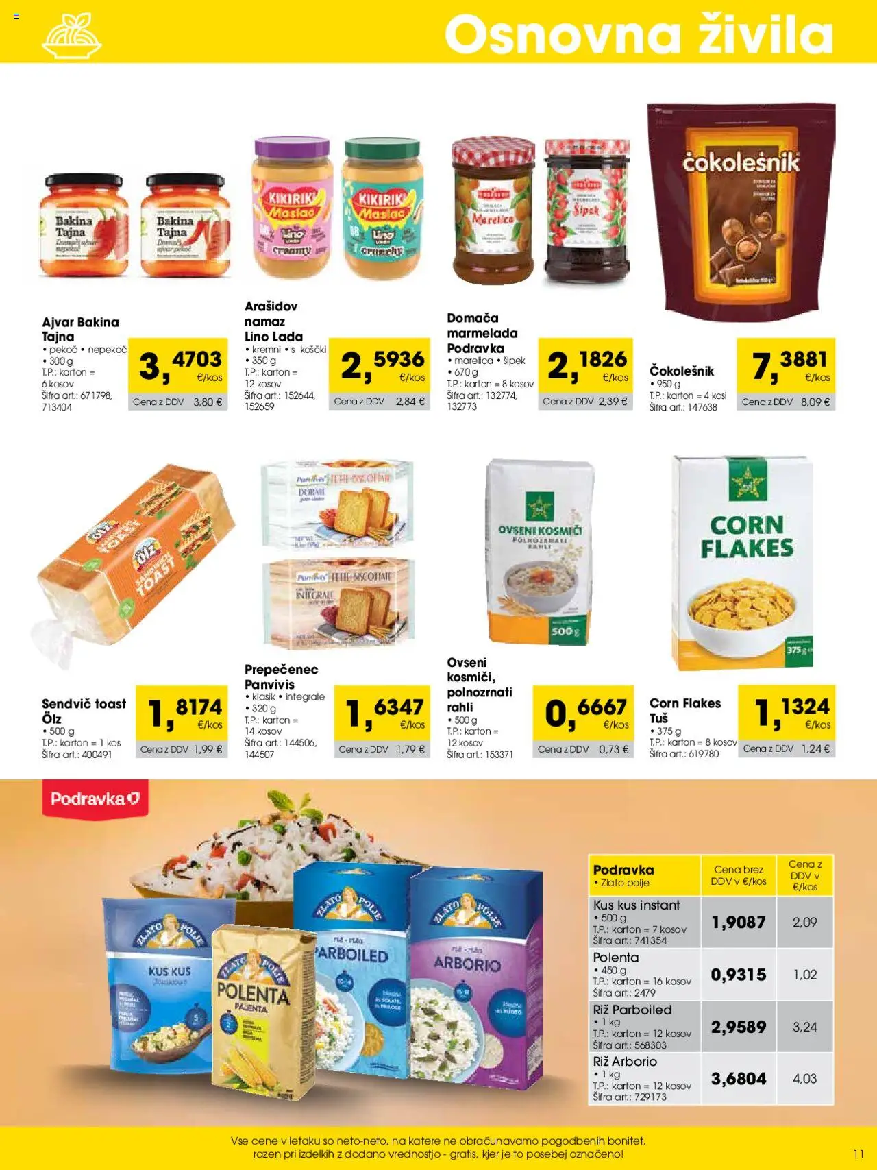 Tuš katalog cash & carry trgovec │ velja od 01.09.2025 | Stran: 11 | Izdelki: Toast, Ajvar, Marmelada, Čokolešnik