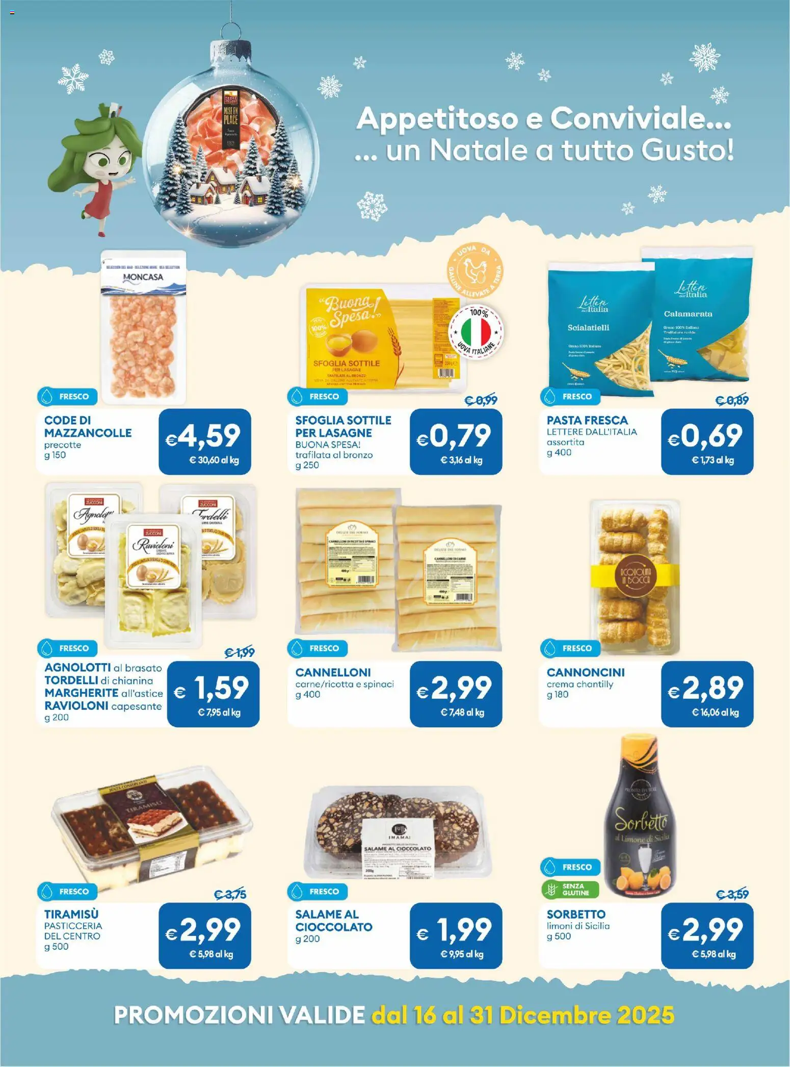 Volantino MD Discount del 16.12.2025 | Pagina: 13 | Prodotti: Crema, Mazzancolle, Pasta, Spinaci