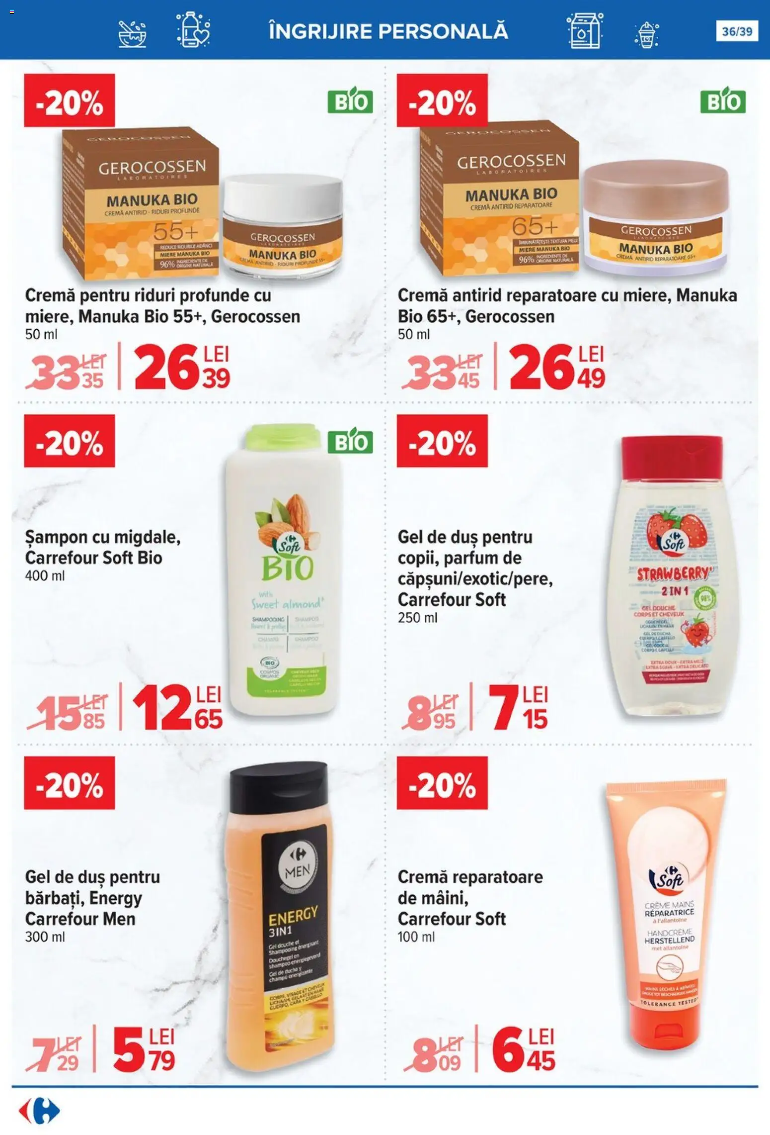 Noul catalog Carrefour – valabil de la 29.10.2025 | Pagină: 36 | Produse: Şerit ödül, Parfum, Cremă, Gel de duș
