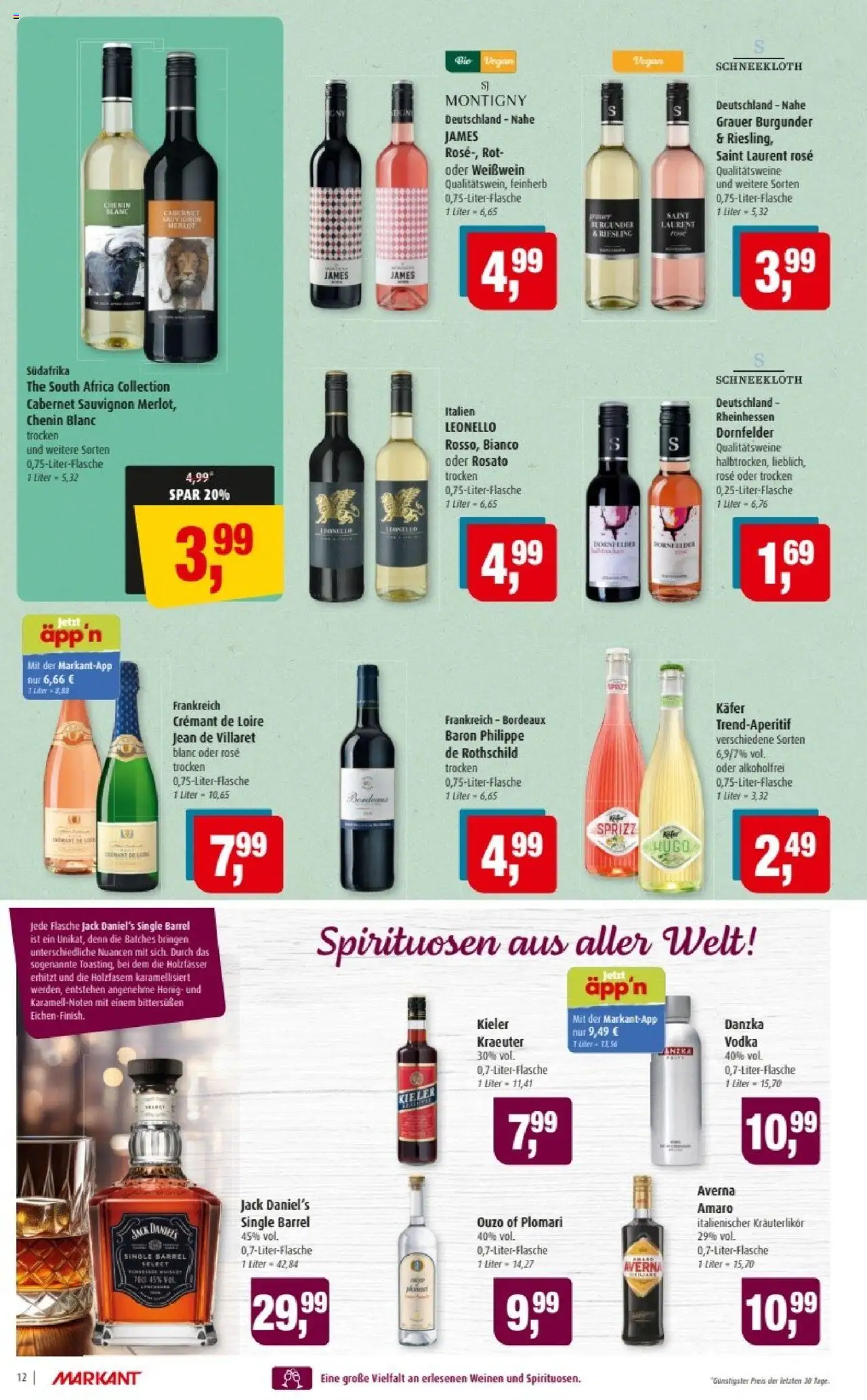 Markant Prospekt 	 – gültig ab 06.10.2025 | Seite: 12 | Produkte: Ouzo, Weißwein, Jack Daniel's, Vodka