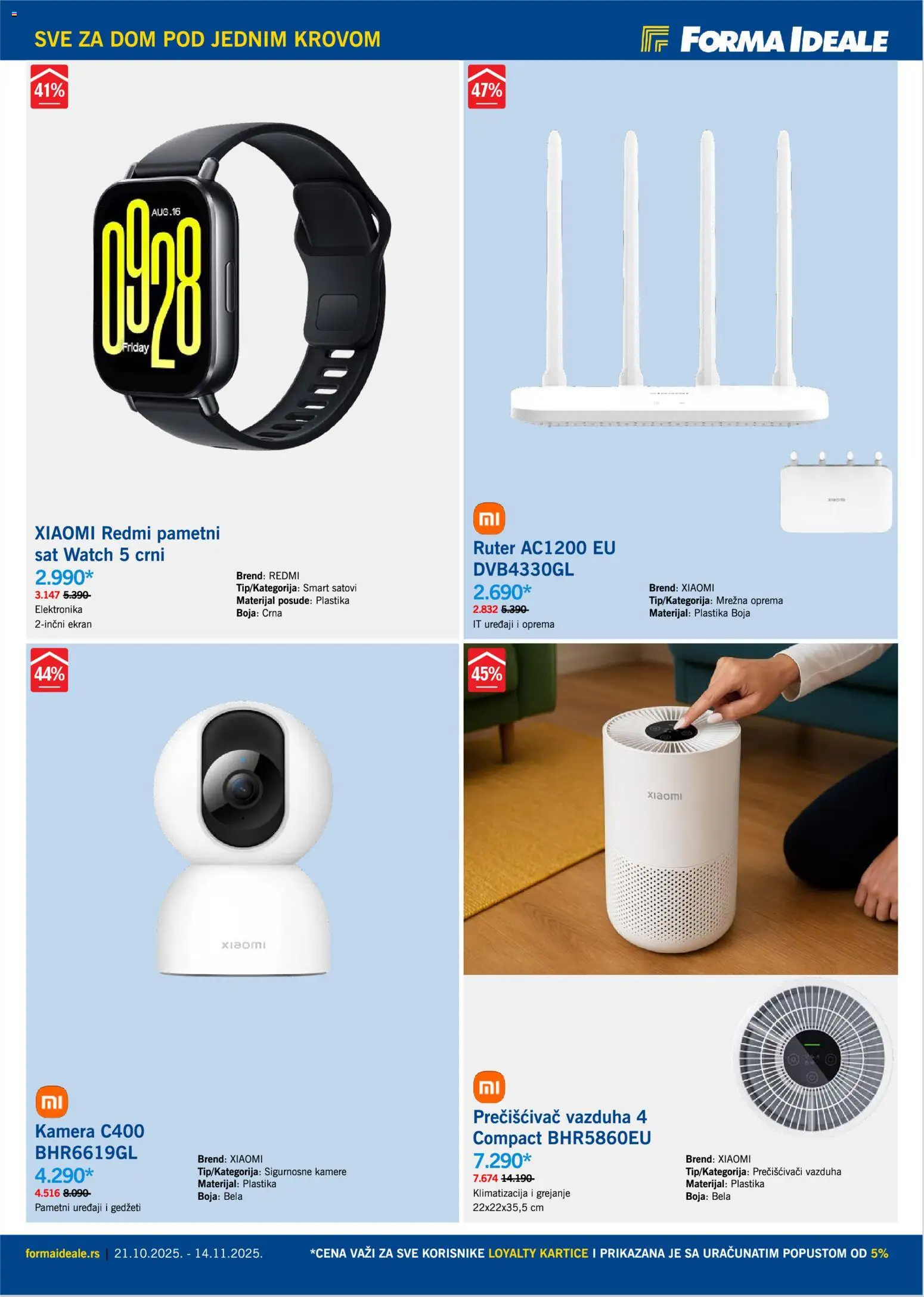 Forma Ideale katalog - važi od 21.10.2025 | Strana: 4 | Proizvode: Xiaomi, Pametni sat, Kamera