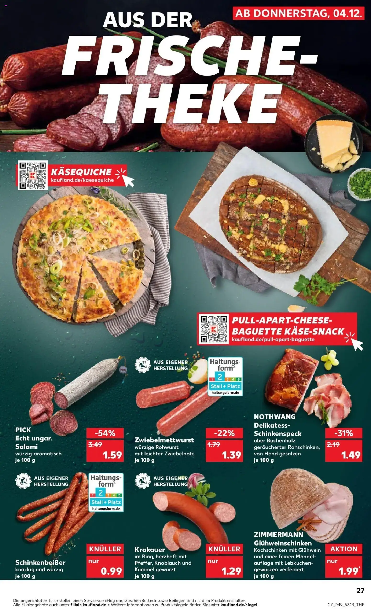 Kaufland prospekt Freising	 – gültig ab 04.12.2025 | Seite: 27 | Produkte: Theke, Baguette, Knoblauch, Salami