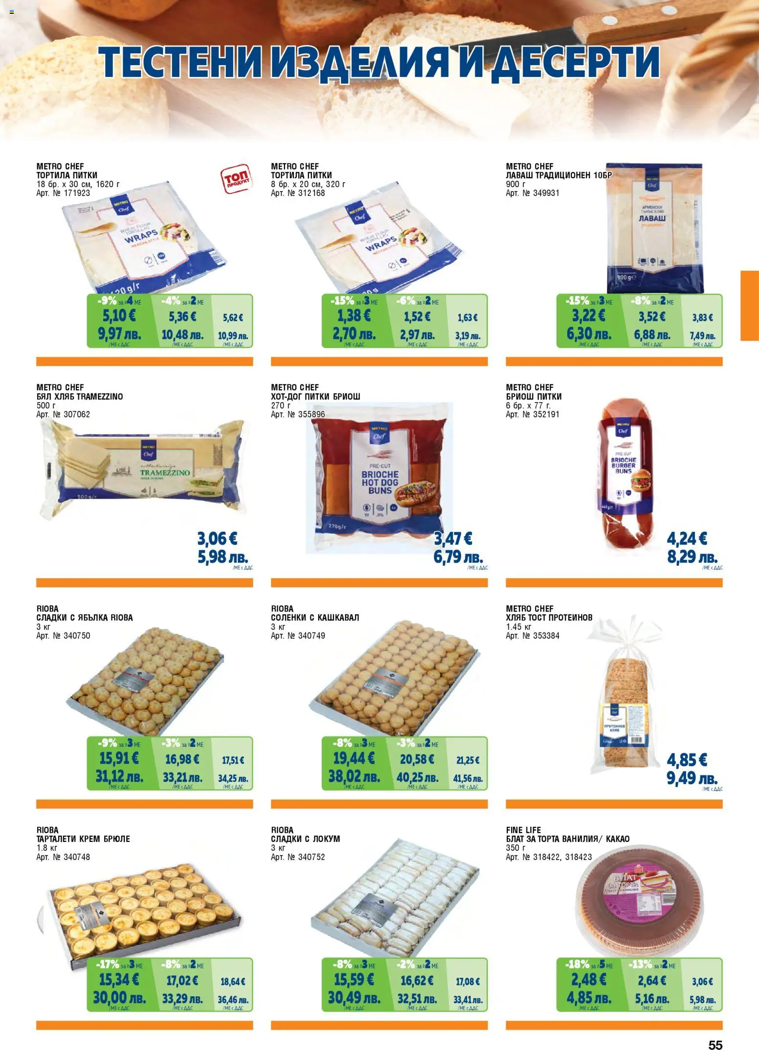 {H1} | Страница: 55 | Продукти: Тестени изделия, Локум, Кашкавал, Бял хляб