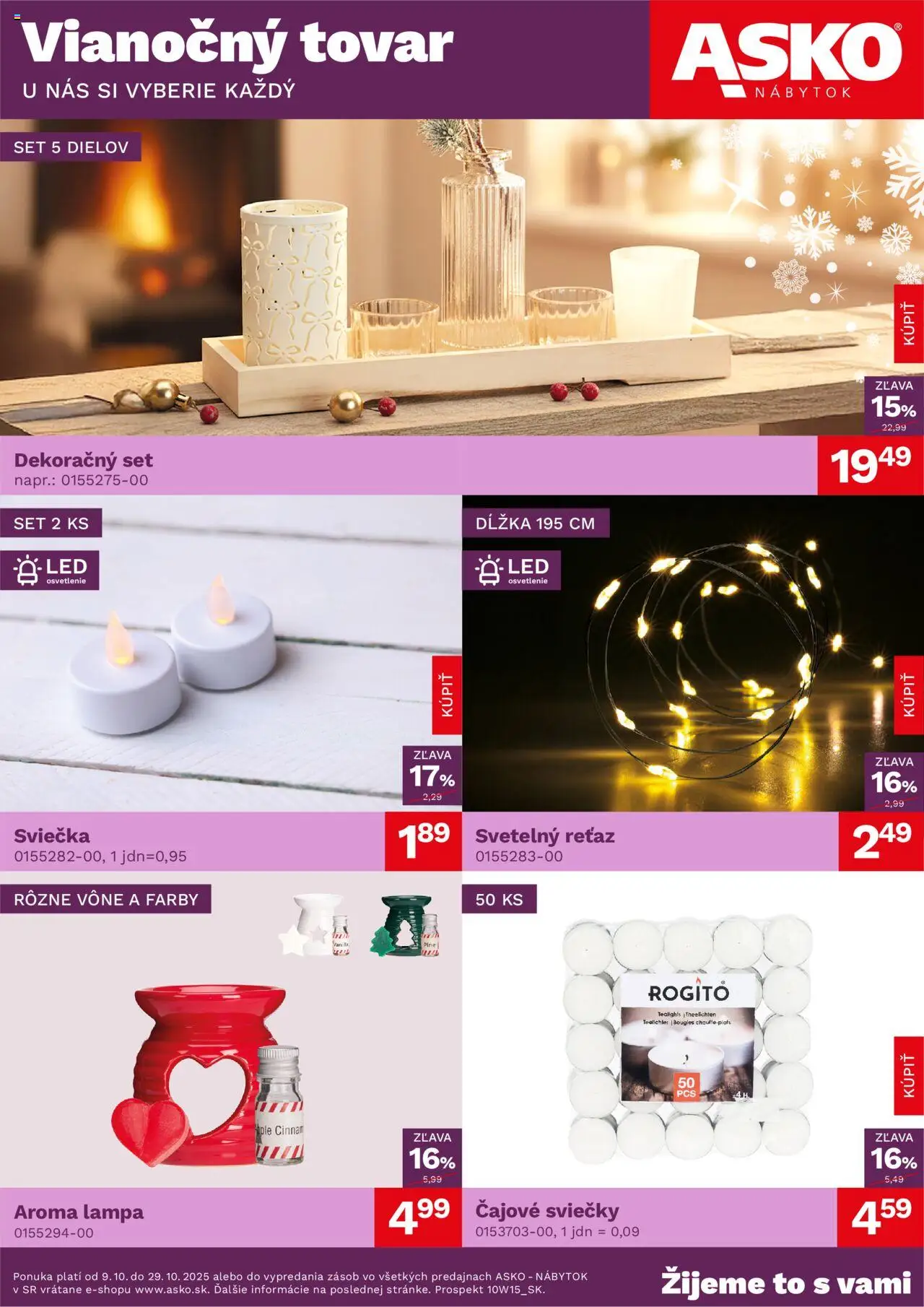 Nové ASKO nábytok akcie – leták je platný od 09.10.2025 | Strana: 1 | Produkty: Nábytok, Lampa