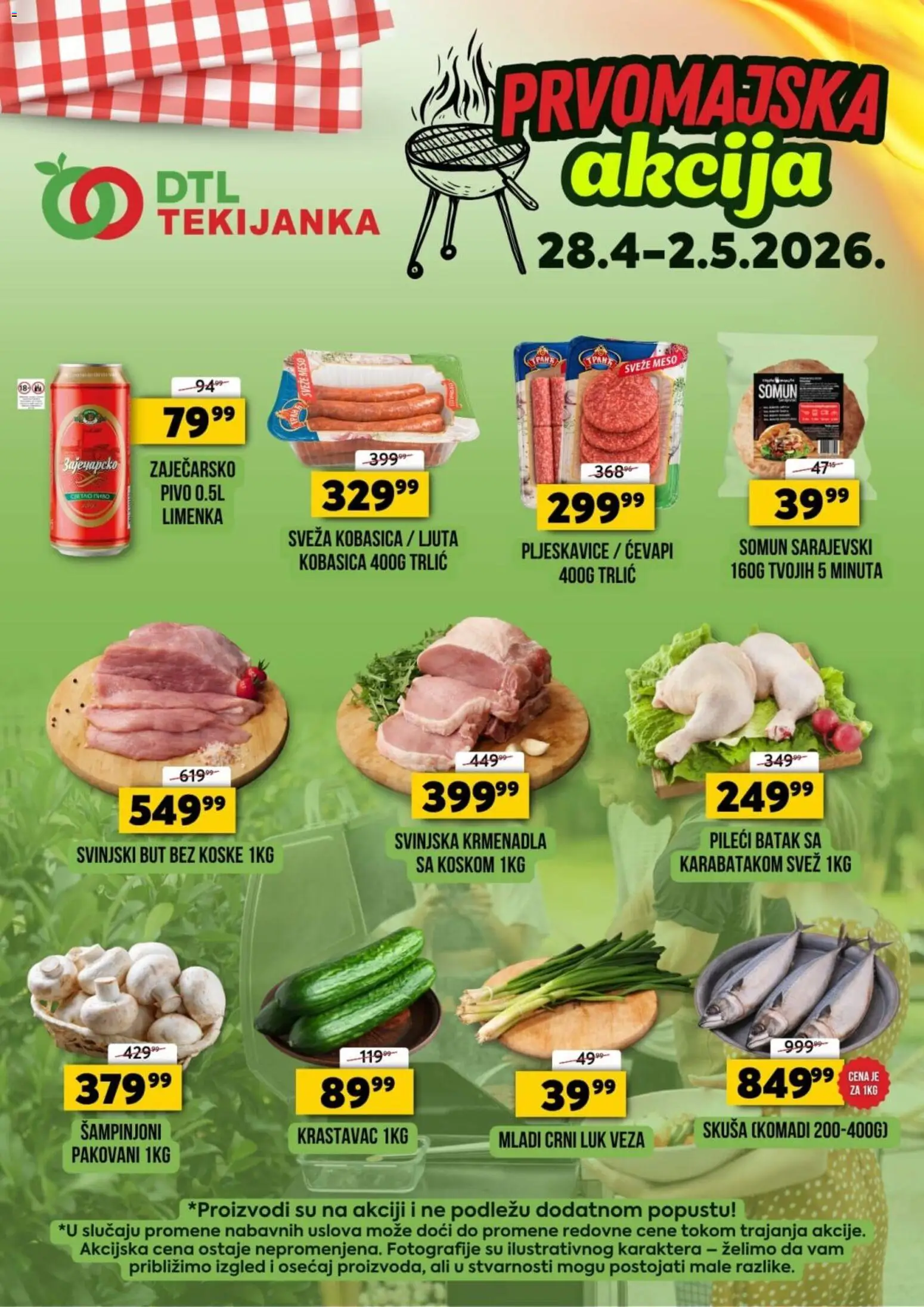 Tekijanka katalog - važi od 28.04.2026 | Strana: 1 | Proizvode: Pljeskavice, Skuša, Svinjski but, Kobasica