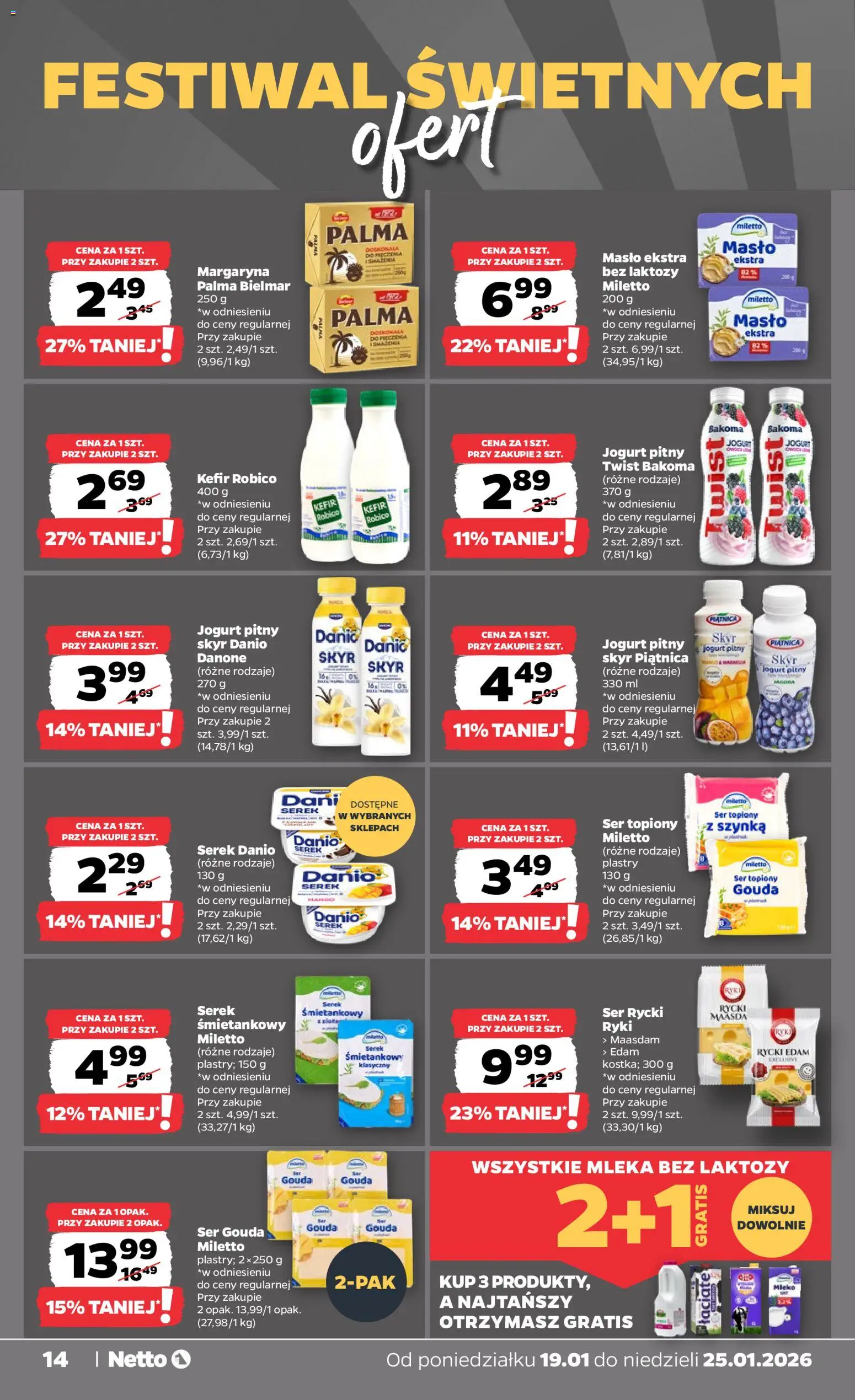 Netto gazetka - Spożywcza od 19.01.2026 | Strona: 14 | Produkty: Kefir, Serek, Jogurt pitny, Ser