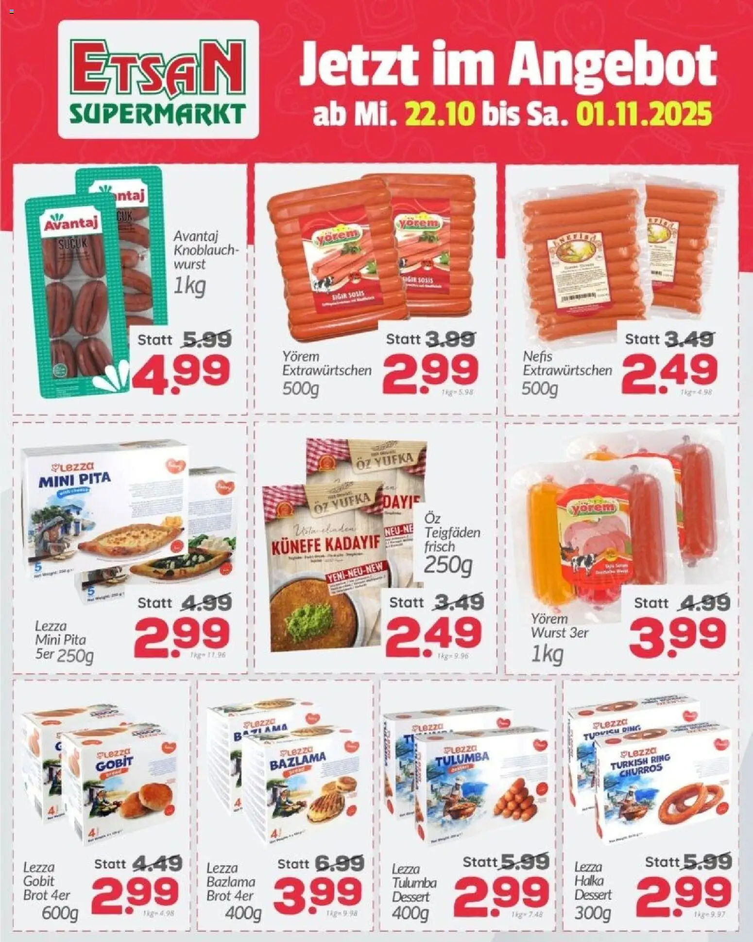 ETSAN Obst & Gemüse in Aktion gültig ab 24.10.2025 | Seite: 4 | Produkte: Wurst, Knoblauch, Brot