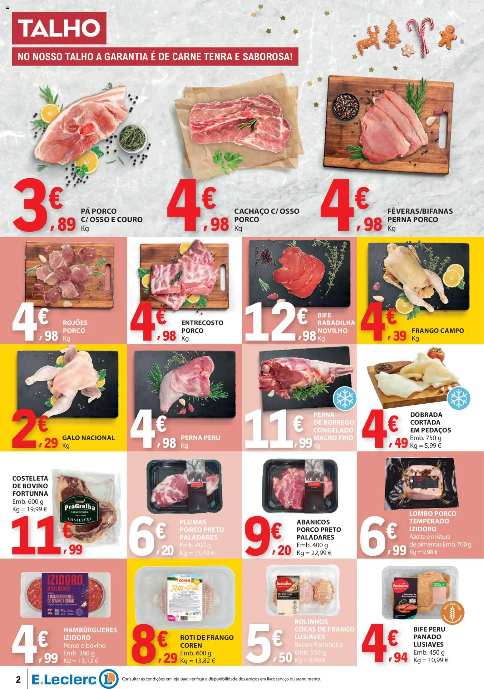 E.Leclerc folheto │ válido de 13.11.2025 | Página: 2 | Produtos: Azeite, Peru, Lombo, Carne