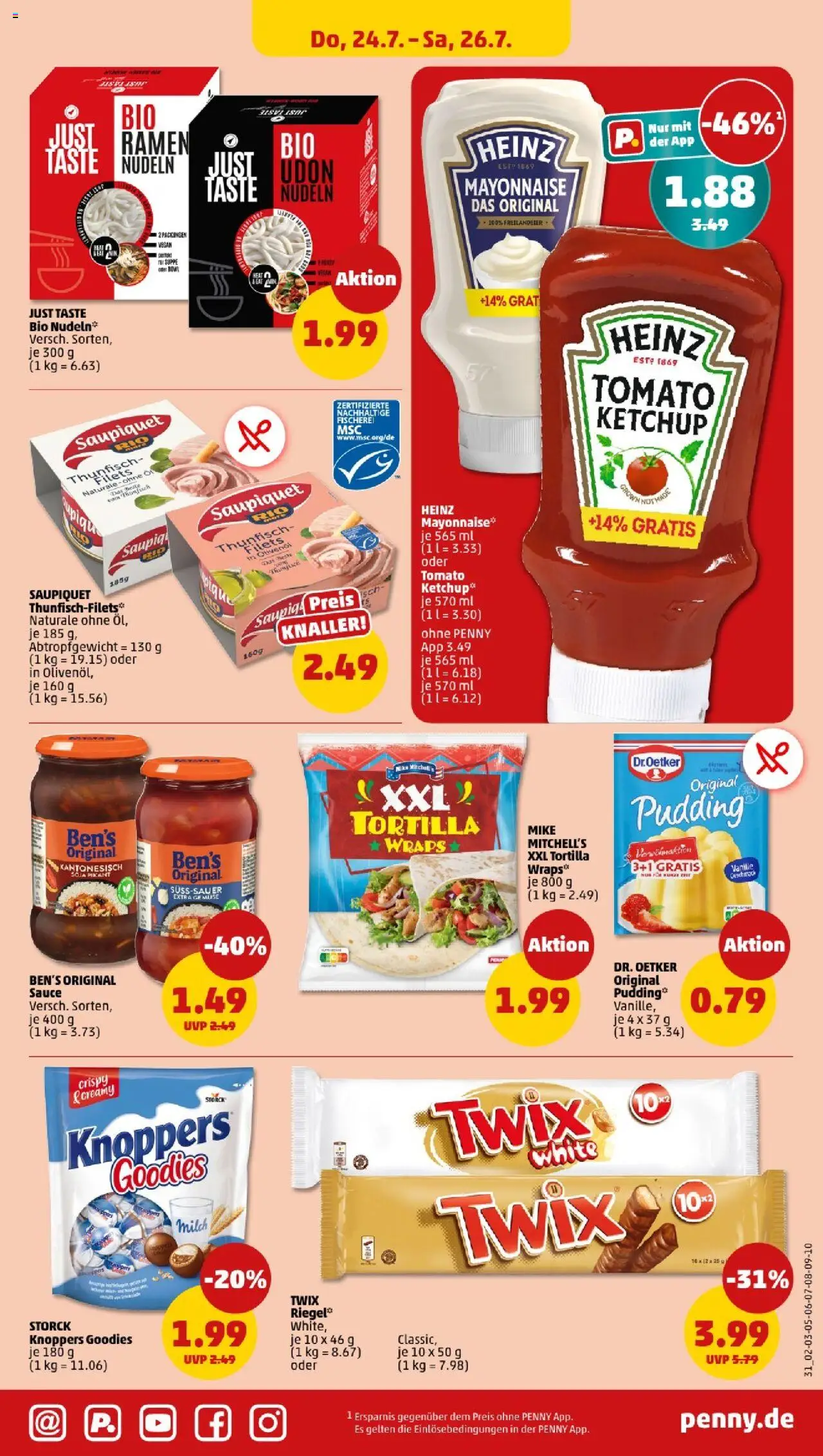 Penny - Saarland  - gültig ab dem 21.07.2025 | Seite: 31 | Produkte: Milch, Gemüse, Knoppers, Nudeln