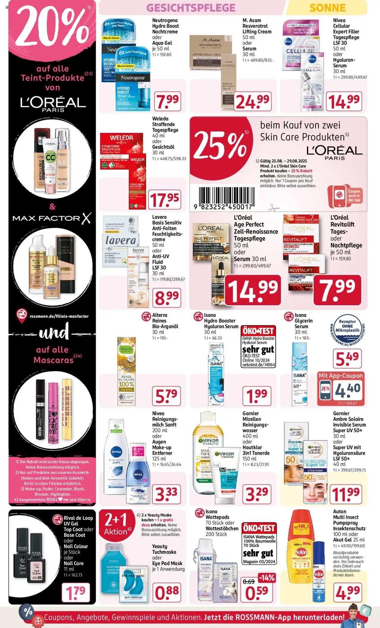 Rossmann Prospekt 	 - gültig ab dem 25.08.2025 | Seite: 8 | Produkte: Wattestäbchen, Mascara, Gesichtsöl, Tuchmaske