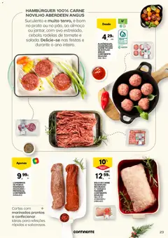 Pré-visualização HAMBÚRGUER 100% CARNE NOVILHO ABERDEEN ANGUS, Suculento e muito tenro, é bom no prato ou no pão, ao almoço ou jantar, com ovo estrelado, cebola, rodelas de tomate e salada. Delicie-se nas festas e durante o ano inteiro. válido de 16.12.2025 | Página: 23