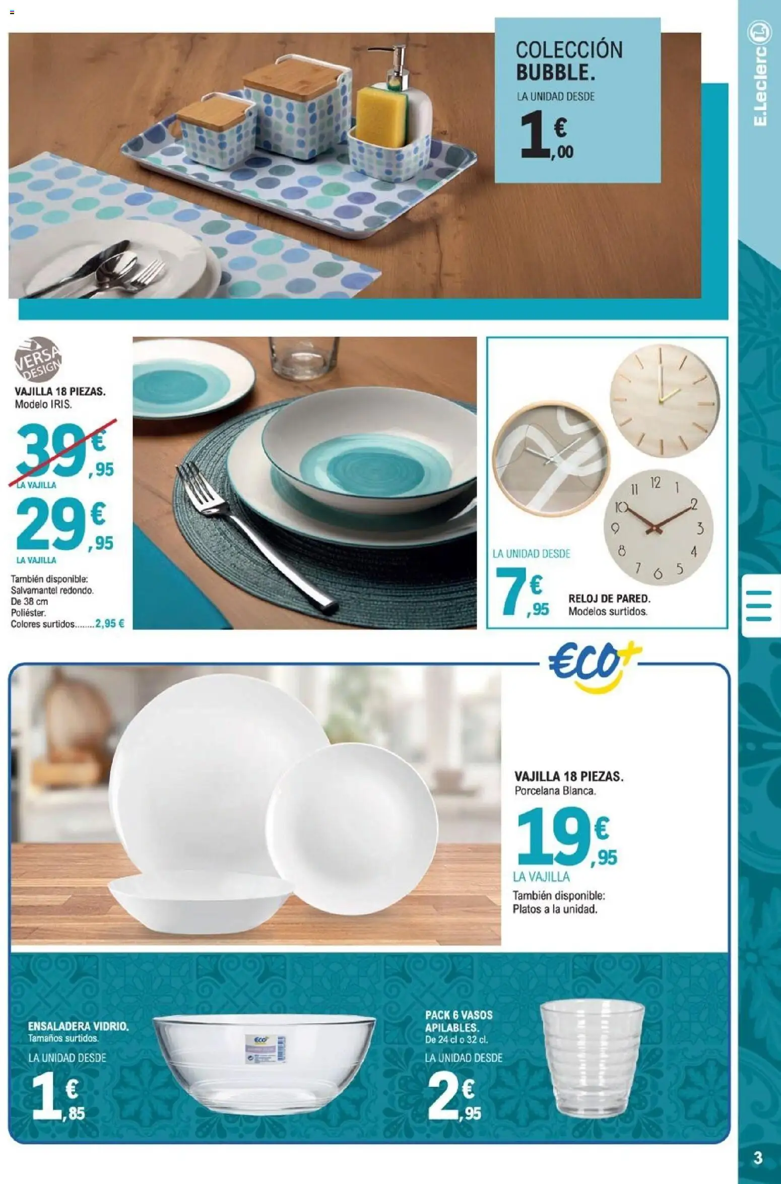 E.Leclerc folleto │ válido desde el 07.01.2026 | Página: 3 | Productos: Vasos, Reloj, Βρεφικό κρεβάτι