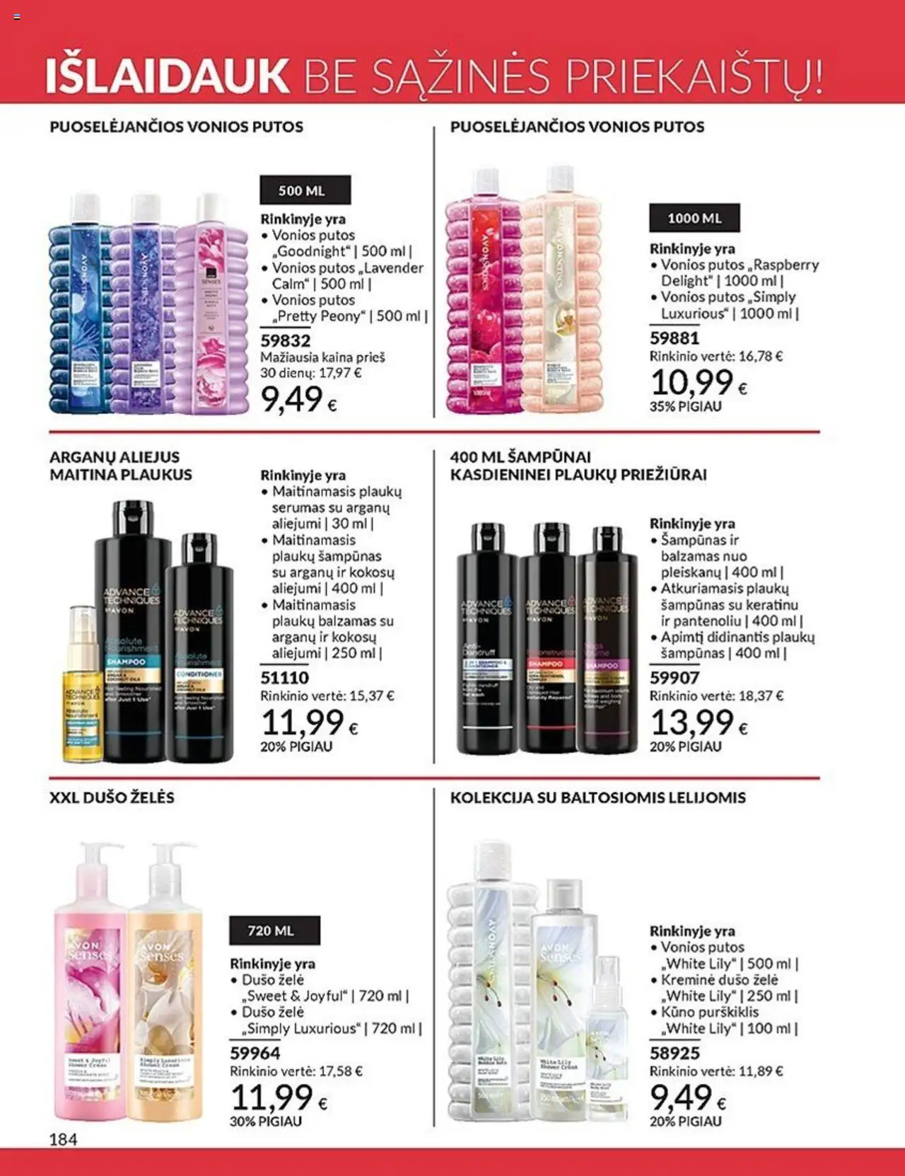 AVON leidinys│galioja nuo 01.07.2025 | Puslapis: 184 | Prekių: Balzamas, Aliejus, Dušo želė, Vonios putos