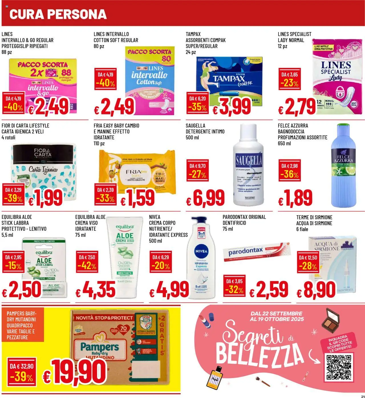 Volantino Famila del 09.10.2025 | Pagina: 21 | Prodotti: Crema, Carta igienica, Crema viso, Miele