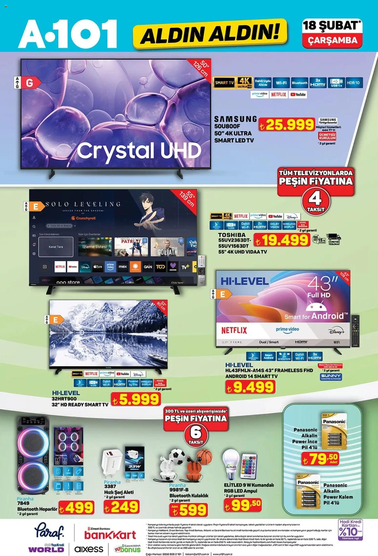 A101 Katalog Aldın Aldın - 18.02.2026 tarihinden itibaren geçerlidir | Sayfa: 3 | Ürünler: Pil, Kulaklık, Uydu, Hoparlör