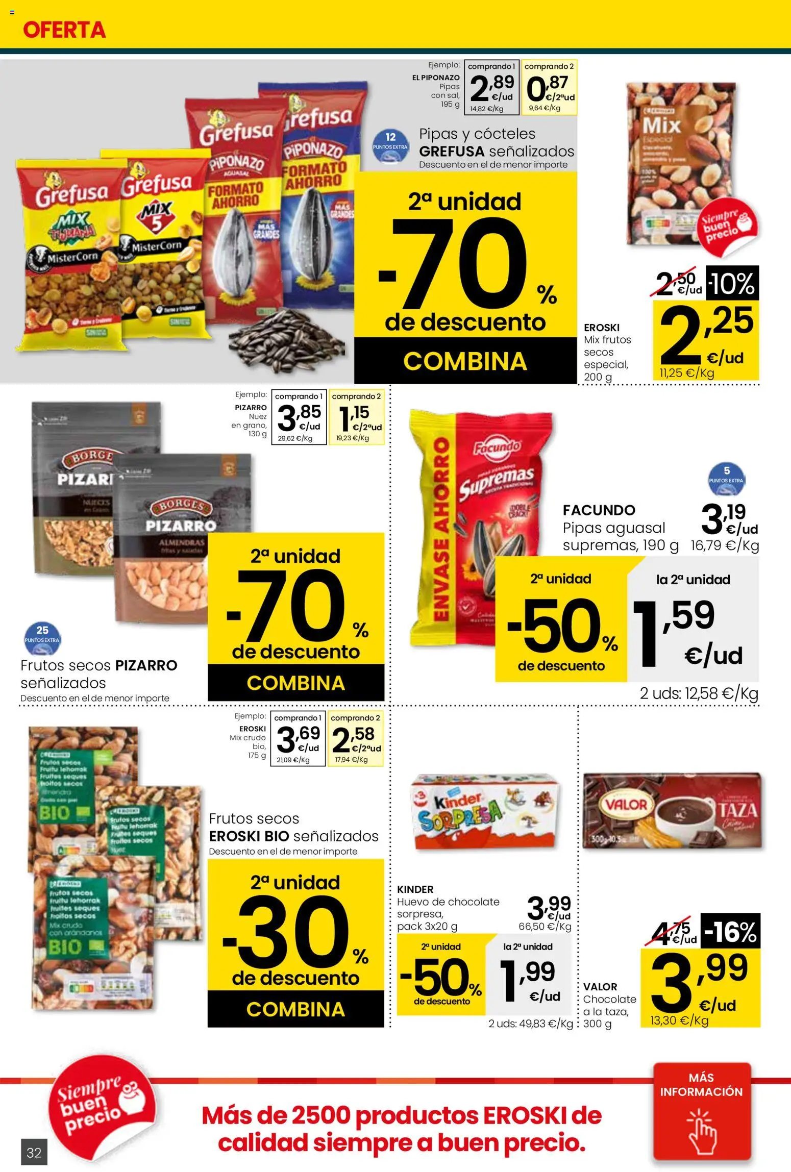 Eroski - Quieres ahorrar conmigo Center │ válido desde el 26.03.2026 | Página: 32 | Productos: Chocolate, Frutos secos, Πάνες