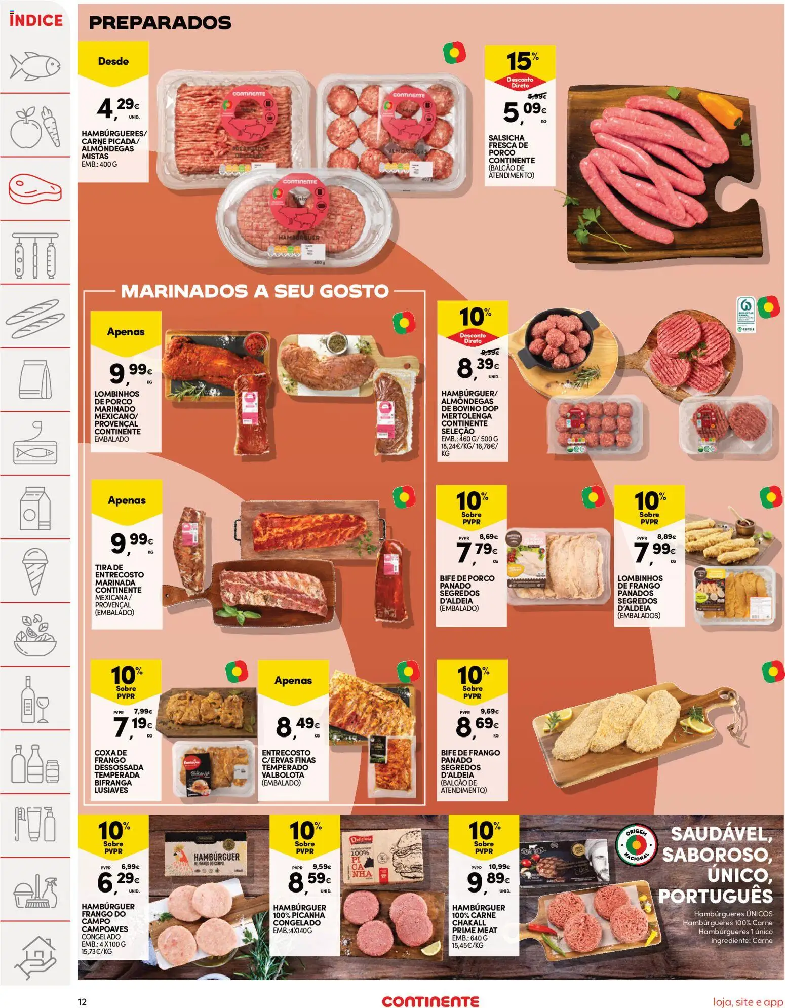 Continente folheto │ válido de 21.04.2026 | Página: 12 | Produtos: Frango, Hambúrguer, Salsicha, Carne