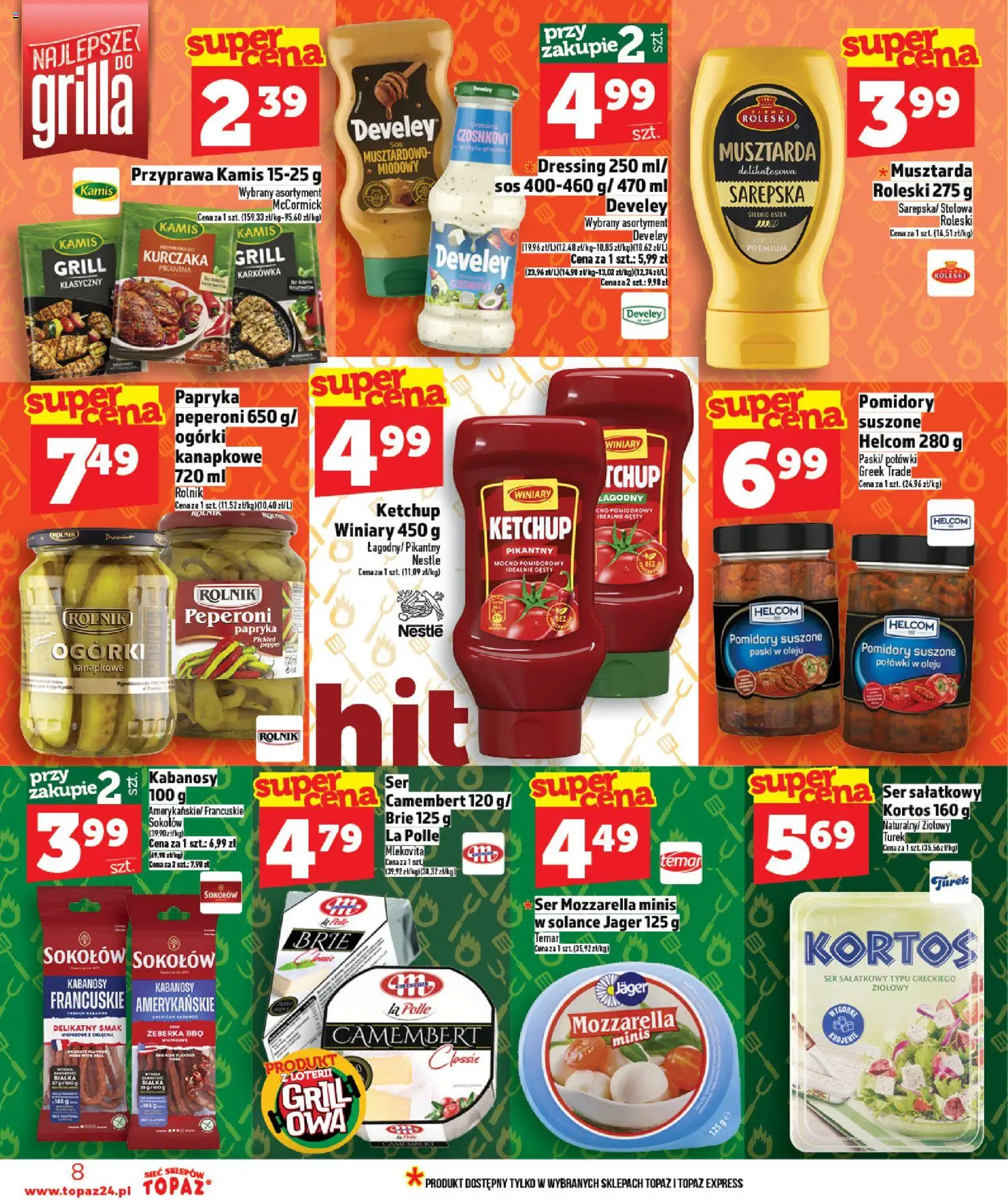 Topaz gazetka - Ceny małe na stałe od 16.04.2026 | Strona: 8 | Produkty: Karkówka, Papryka, Pomidory suszone, Musztarda