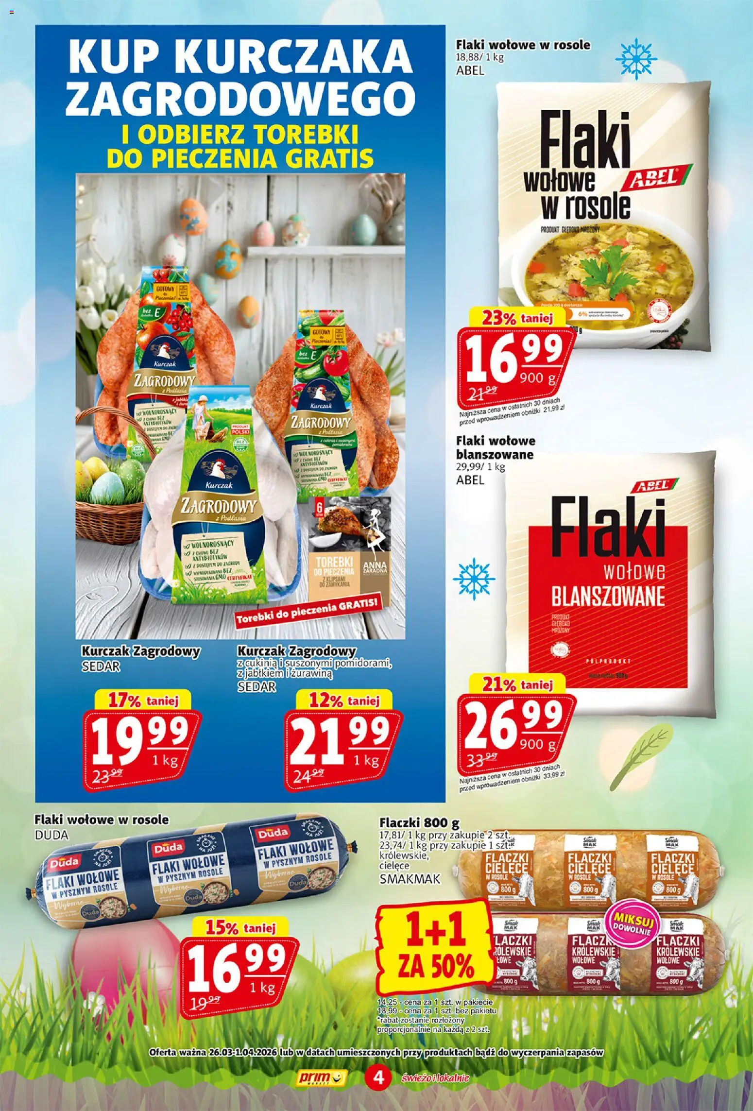 Prim Market gazetka od 26.03.2026 | Strona: 4 | Produkty: Kurczak, Cukinia, Kurczak zagrodowy, Flaki