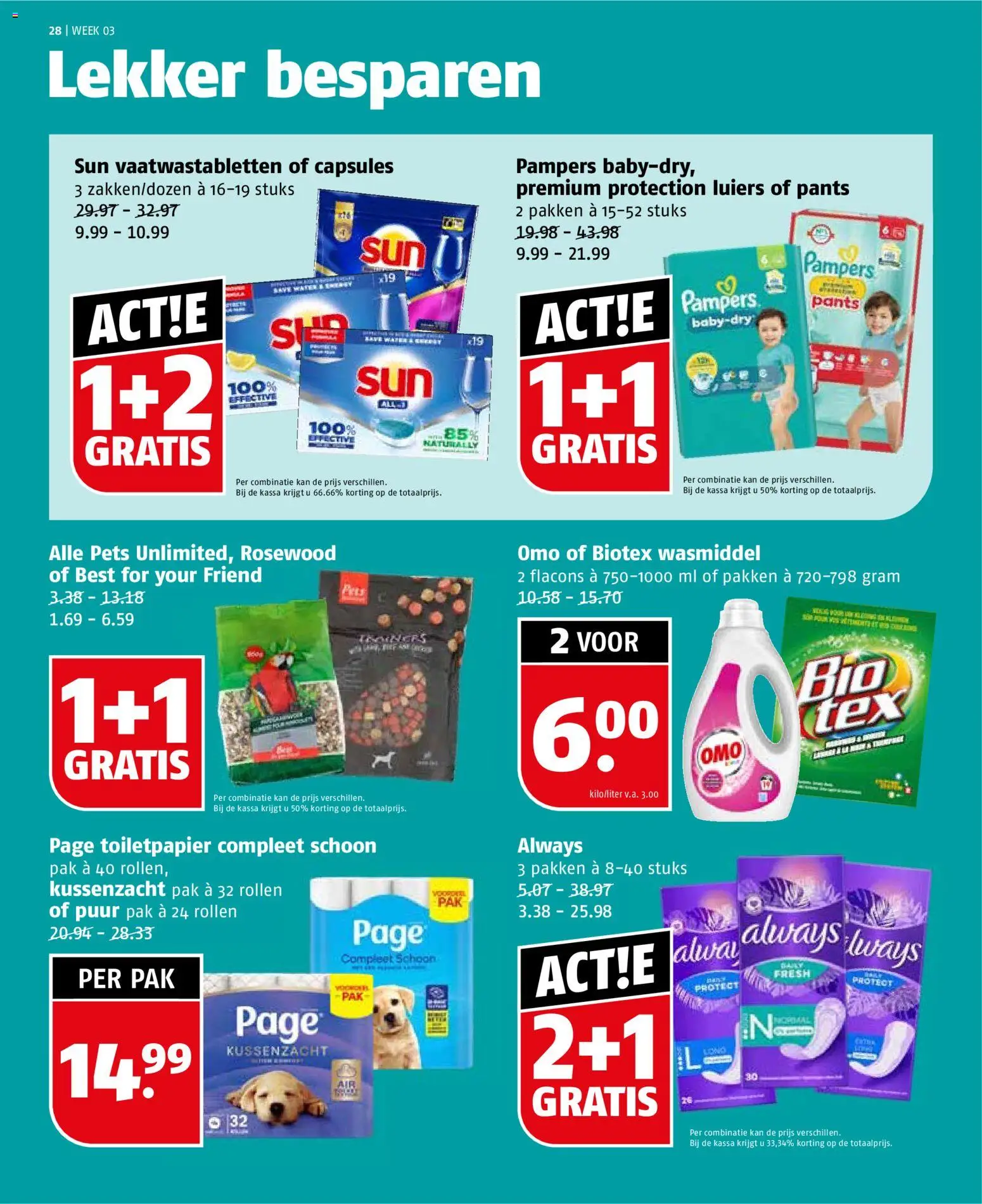 {H1} | Pagina: 28 | Producten: Wasmiddel, Kan, Pampers, Toiletpapier