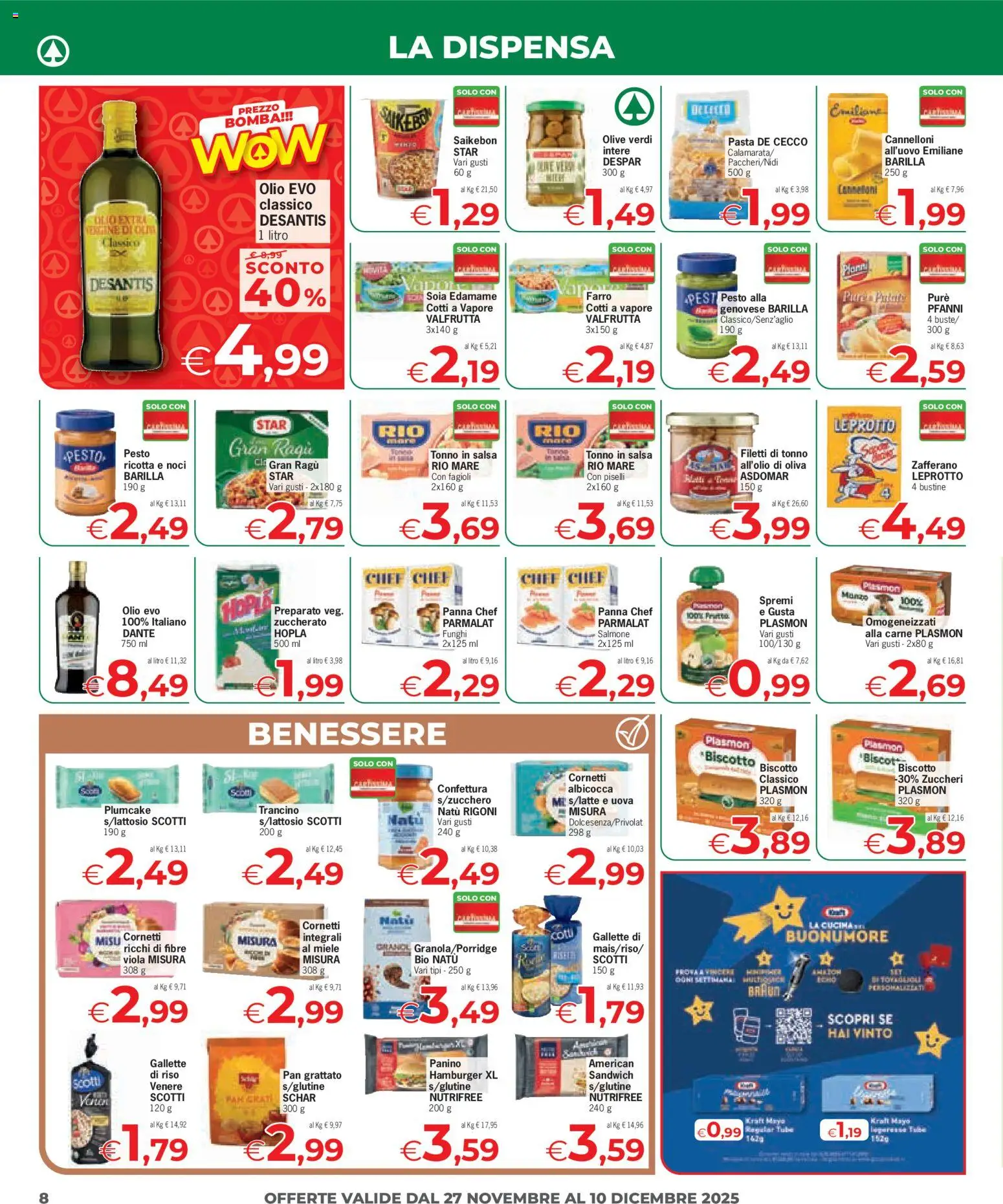 Volantino Despar del 27.11.2025 | Pagina: 8 | Prodotti: Pesto, Tonno, Plumcake, Hamburger