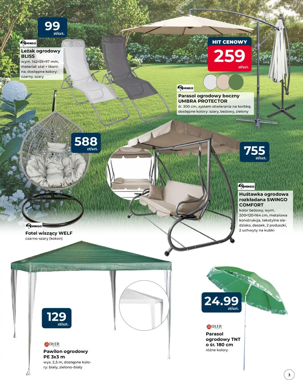 Mrówka Gazetka - Elbląg od 24.04.2025 | Strona: 3 | Produkty: Parasol, Pawilon ogrodowy, Fotel, Leżak