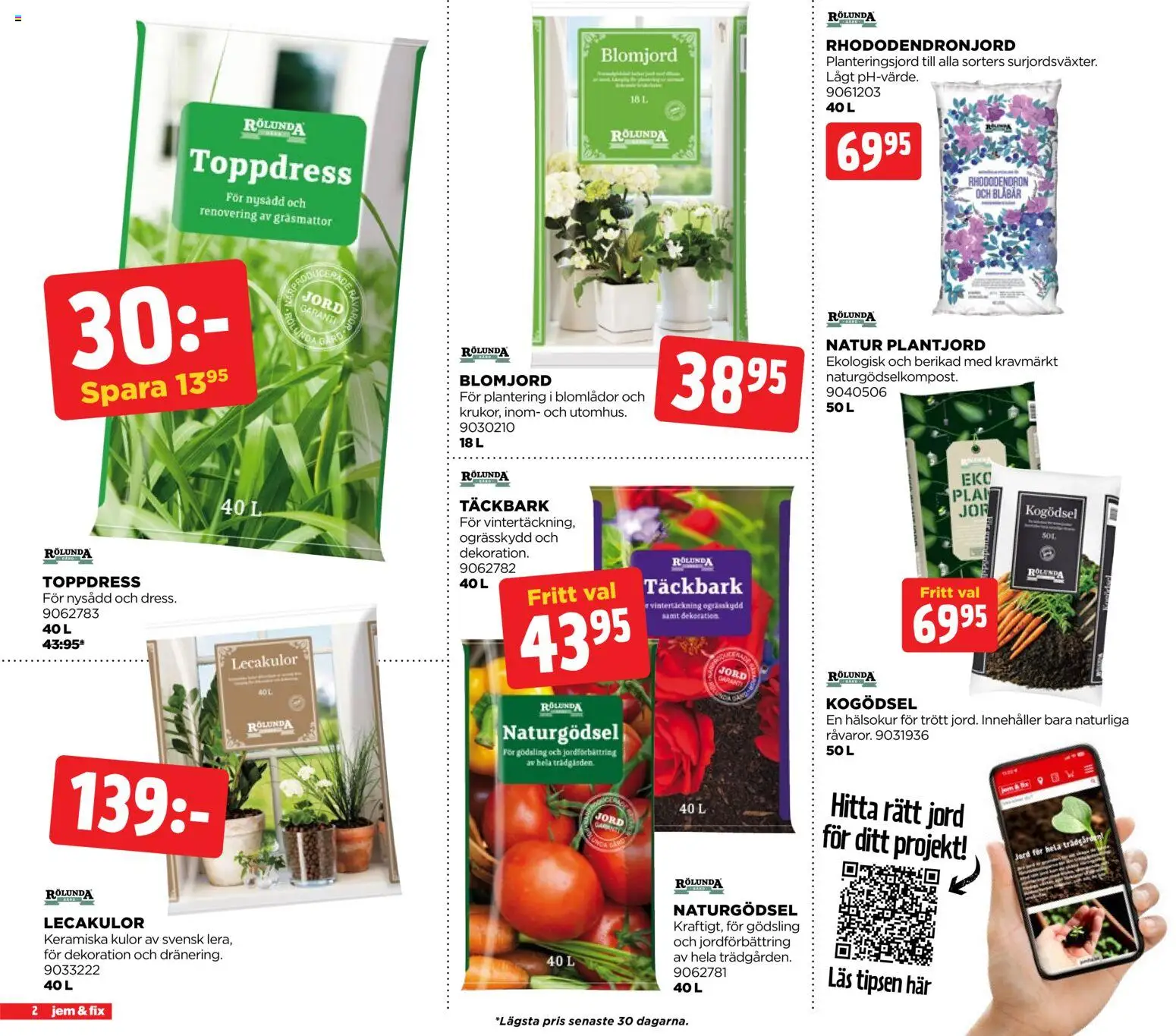 Jem & Fix reklamblad aktuell från 24.04.2026 | Sida: 2 | Produkter: Blomjord, Jord, Planteringsjord, Blåbär