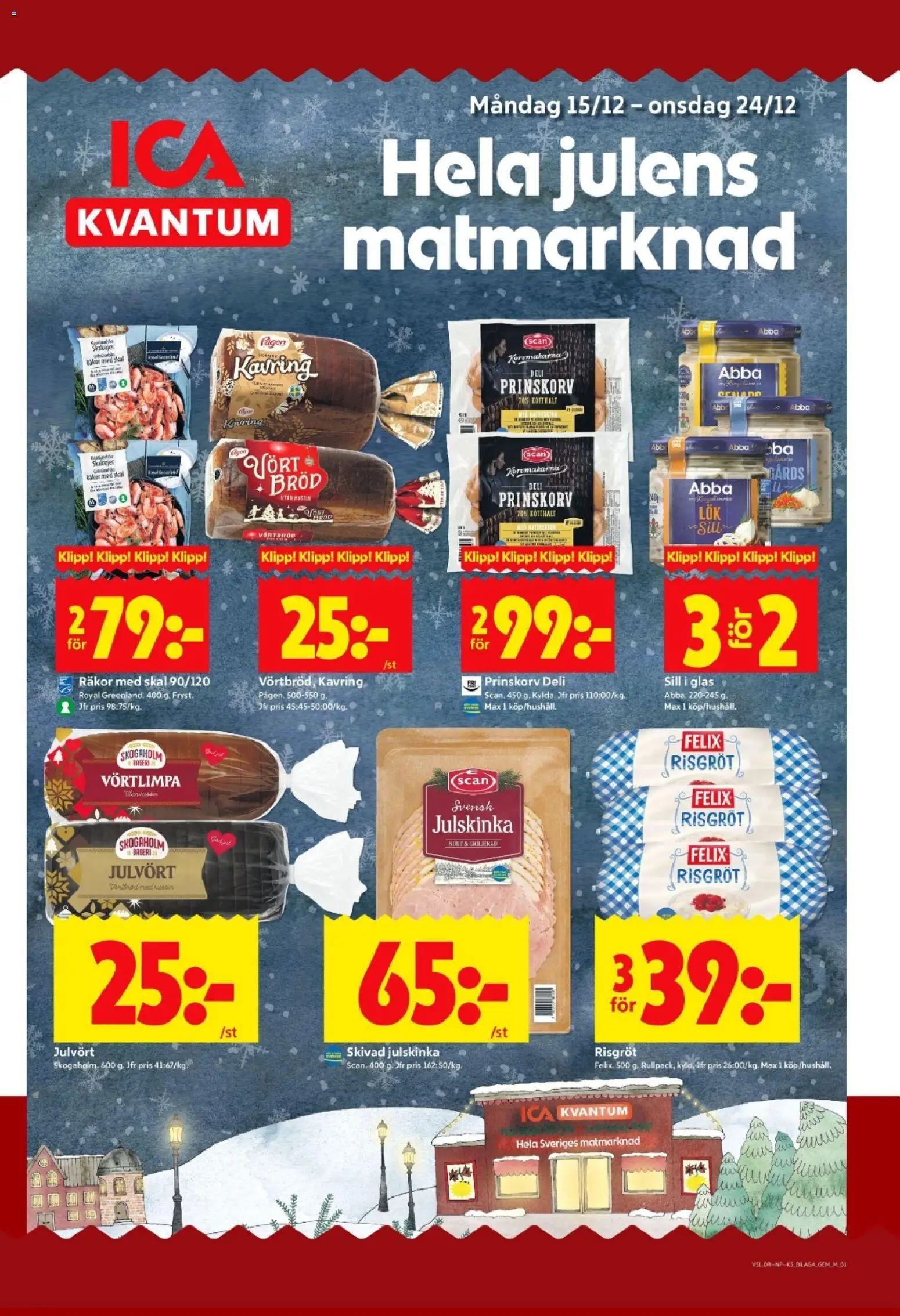 ICA Kvantum reklamblad aktuell från 15.12.2025 | Sida: 11 | Produkter: Bageri, Prinskorv, Sill, Bröd