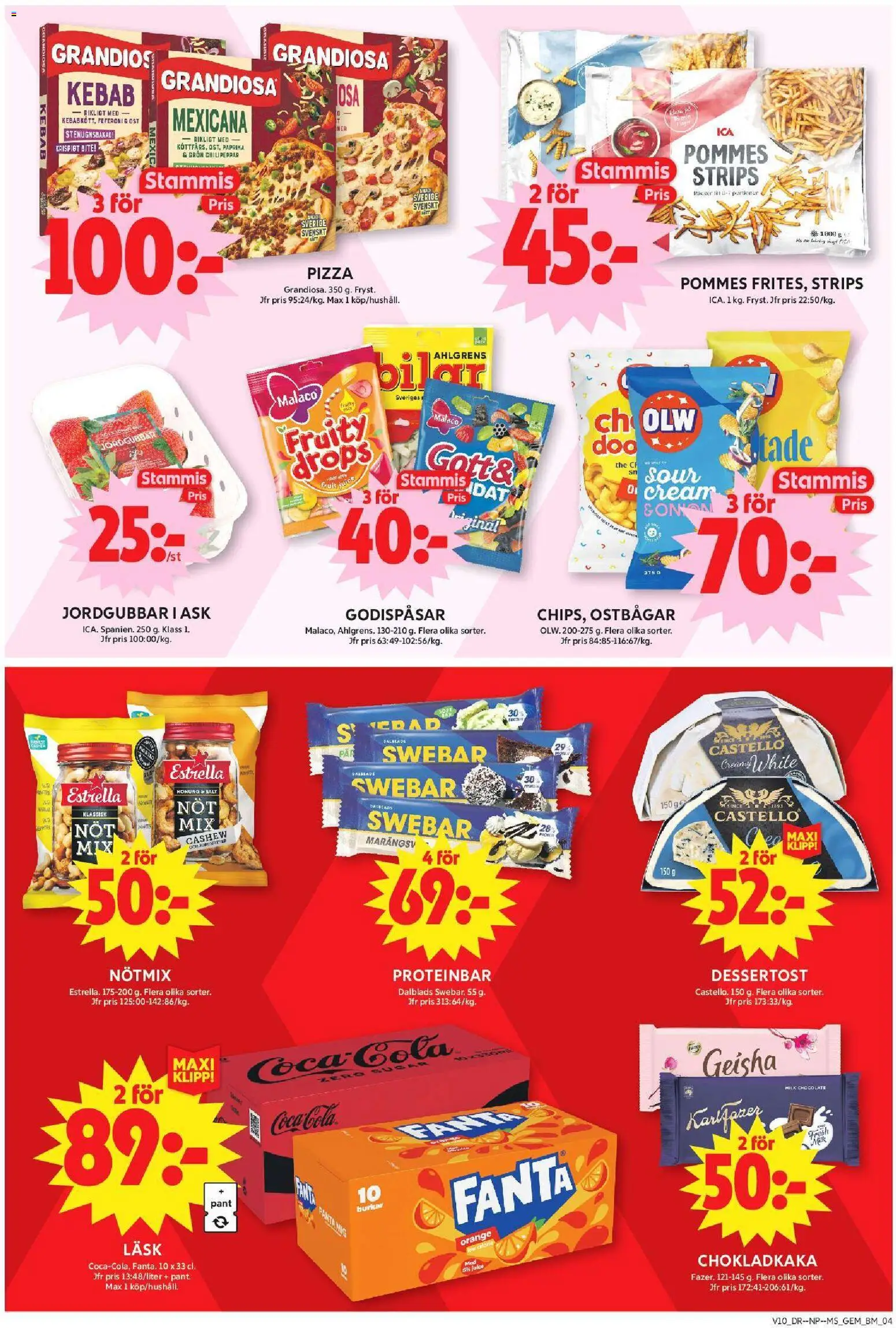 ICA Maxi reklamblad aktuell från 02.03.2026 | Sida: 4 | Produkter: Ostbågar, Salt, Chokladkaka, Jordgubbar