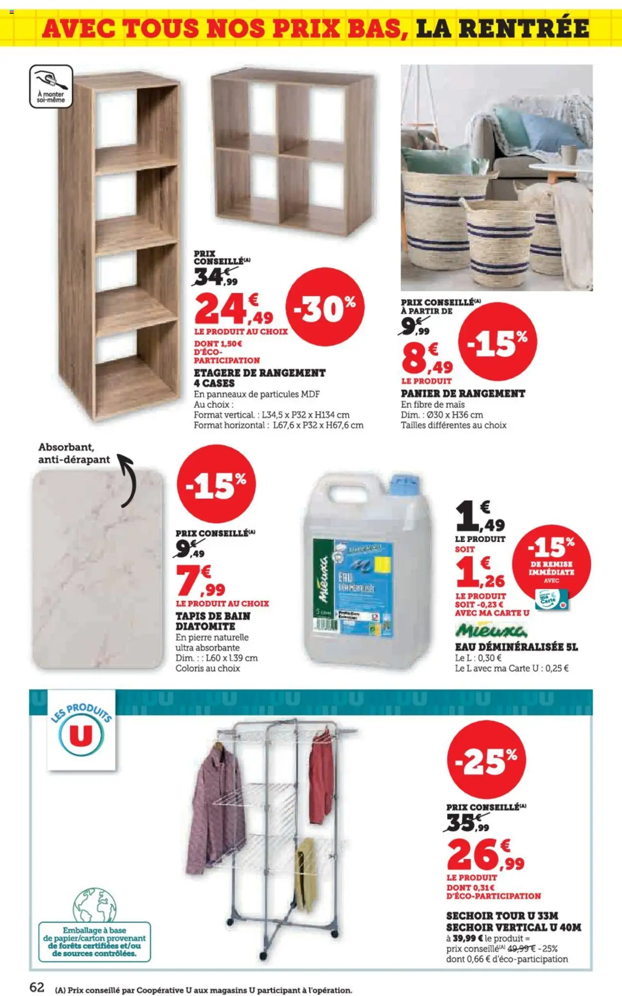  | Page: 62 | Produits: Eau déminéralisée, Mais, Étagère, Panier