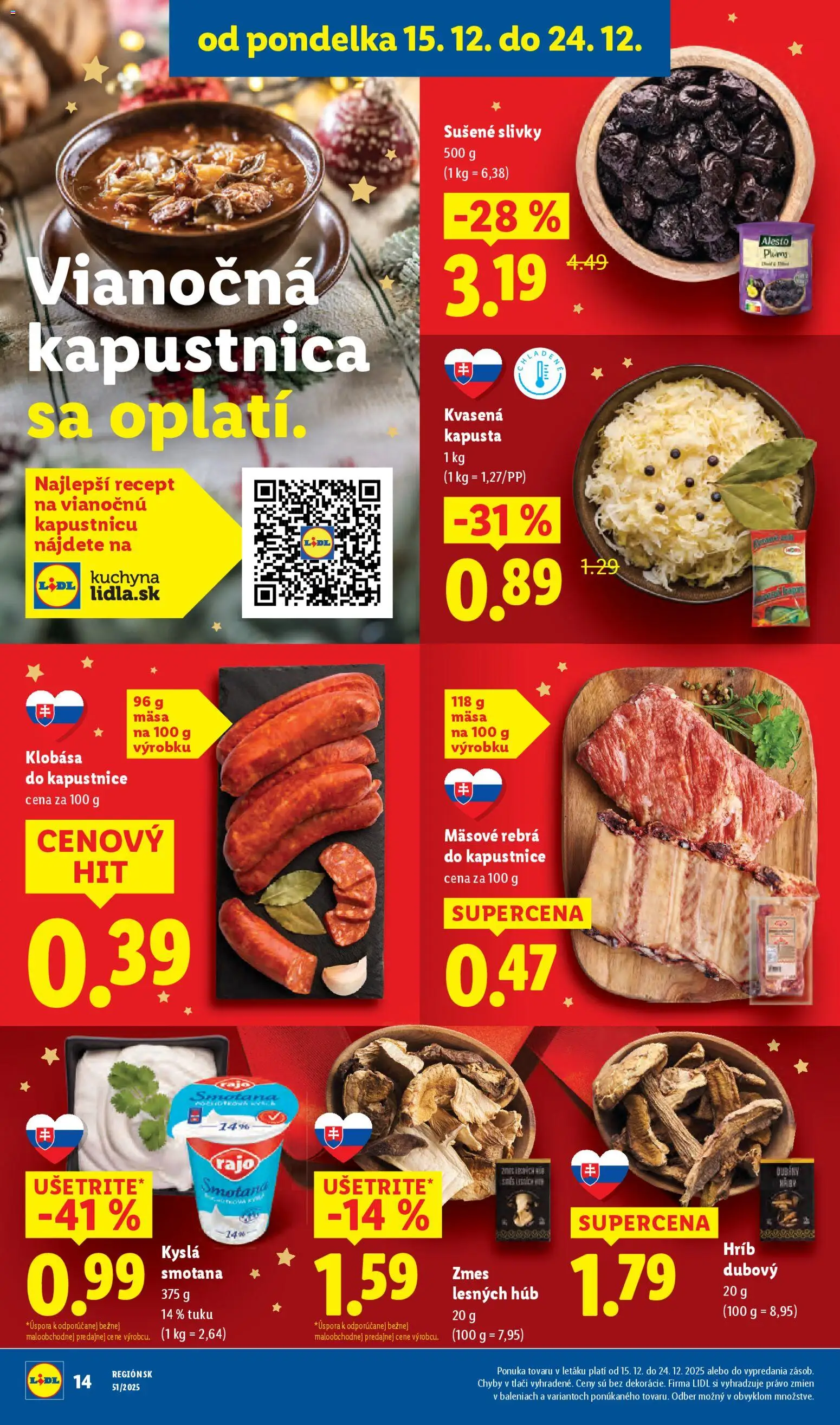 Nové Lidl akcie – leták je platný od 18.12.2025 | Strana: 50 | Produkty: Kuchyňa, Smotana, Slivky, Sušené slivky