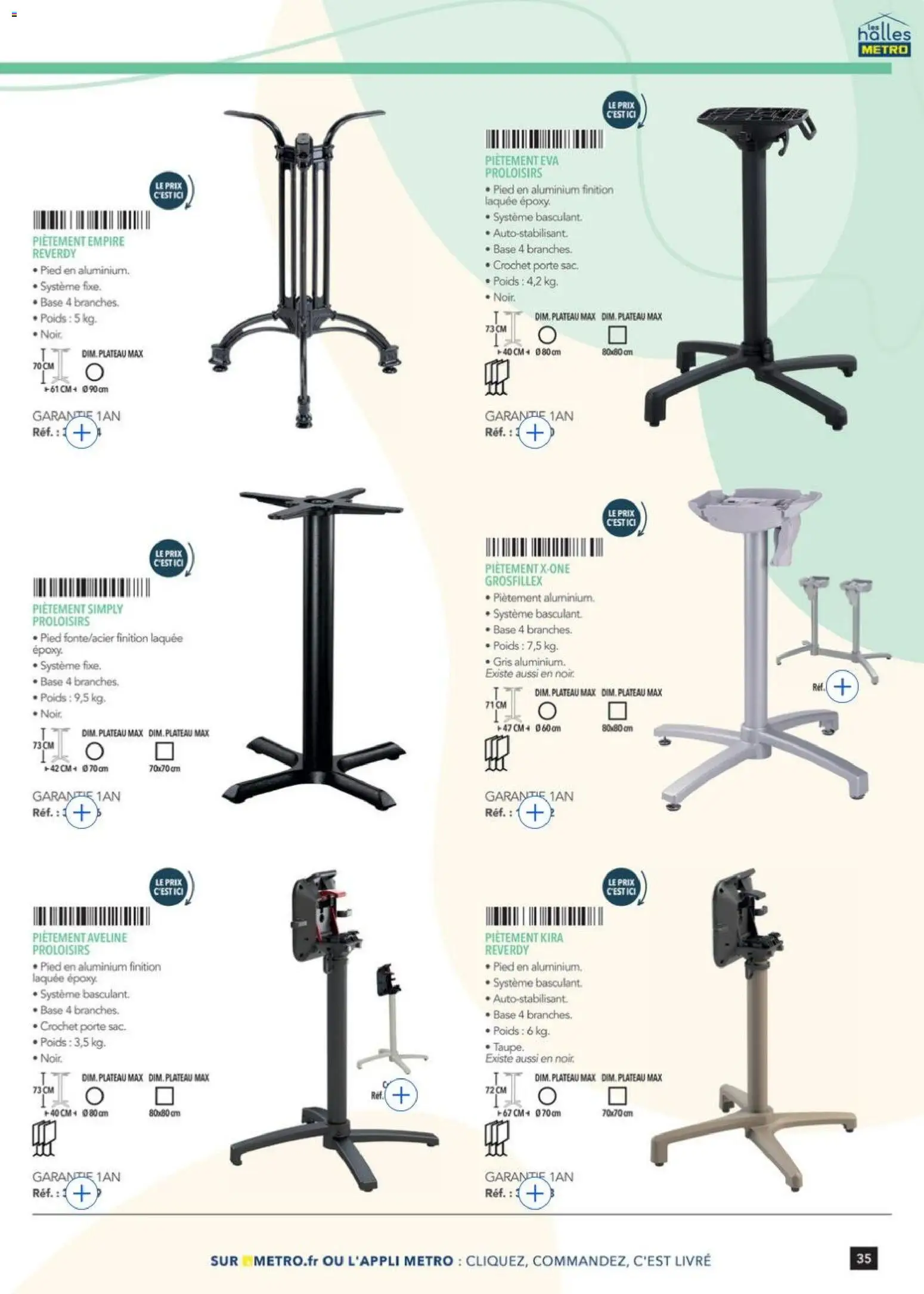 {H1} | Page: 35 | Produits: Base, Plateau, Poids, Livre