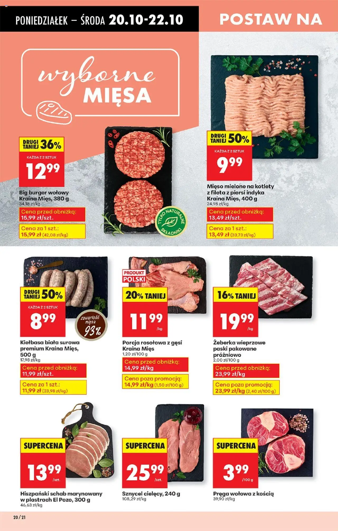 Biedronka gazetka od 20.10.2025 | Strona: 24 | Produkty: Kiełbasa, Piersi, Mięso, Kraina mięs