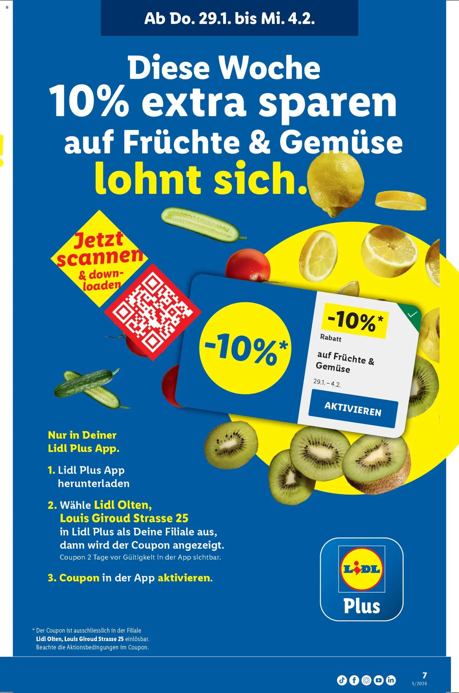 Lidl Aktionen Neueröffnung Olten – gültig ab 29.01.2026 | Seite: 7 | Produkte: Gemüse, Früchte